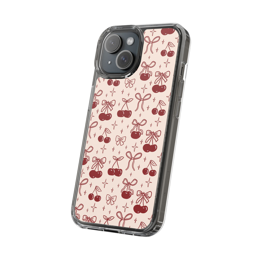 Red Cherry Pattern Aesthetic Phone Case – Slim Lightweight Protective Cover, Cute Colorful Design for Women & Girls