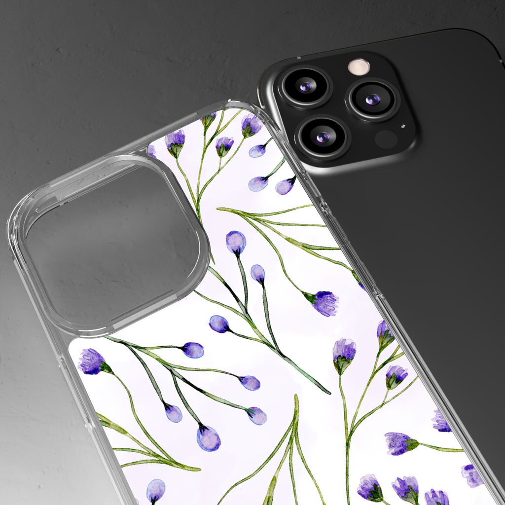 Purple Flower Pattern Phone Case – Aesthetic Floral Protective Cover, Slim Lightweight Design for Women & Girls | iPhone and Samsung