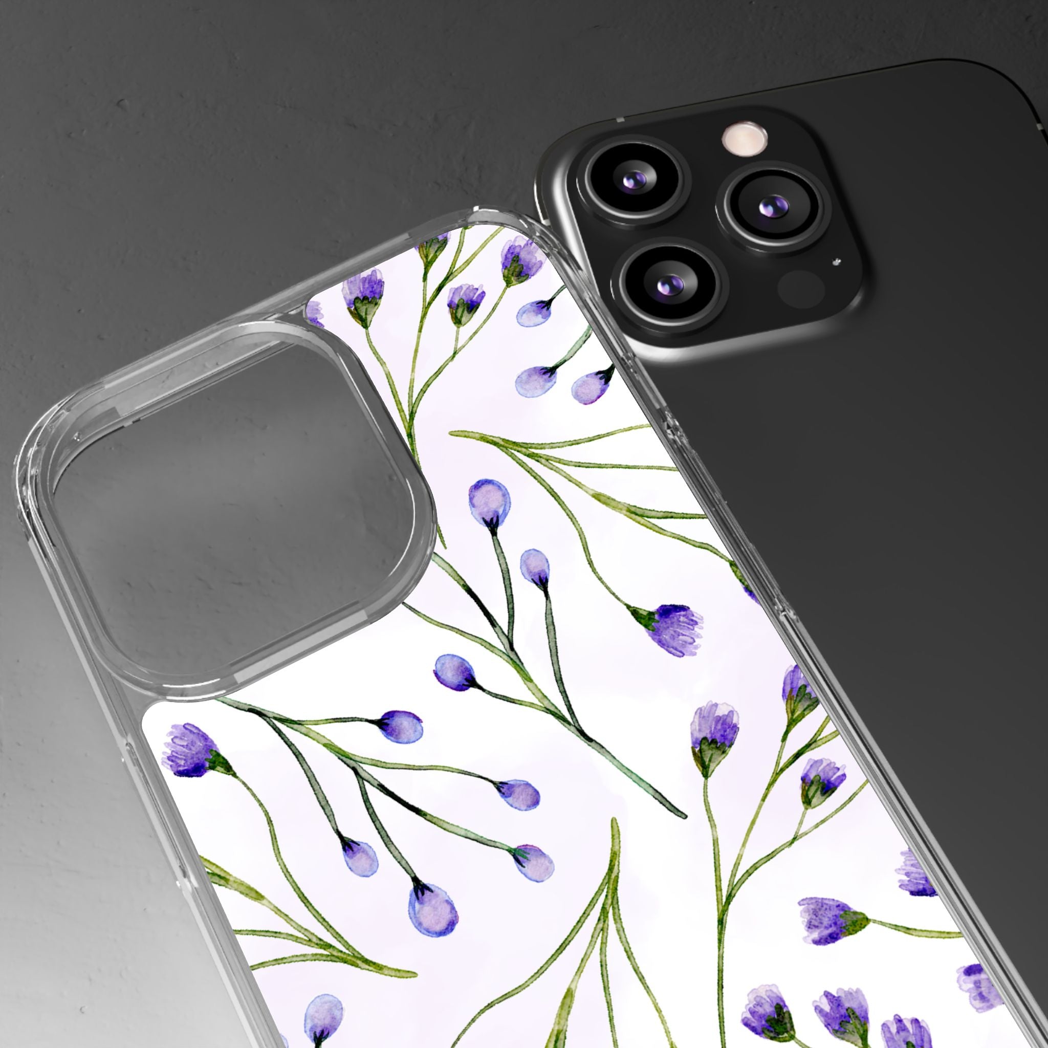 Purple Flower Pattern Phone Case – Aesthetic Floral Protective Cover, Slim Lightweight Design for Women & Girls | iPhone and Samsung