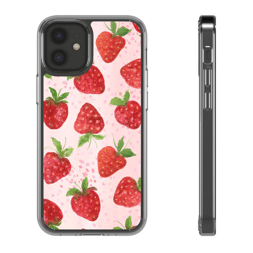 Aesthetic Pink Strawberry Phone Case – Cute Kawaii Fruit Design, Slim Protective Cover for Women & Girls | iPhone and Samsung