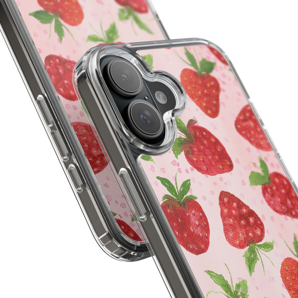 Aesthetic Pink Strawberry Phone Case – Cute Kawaii Fruit Design, Slim Protective Cover for Women & Girls | iPhone and Samsung