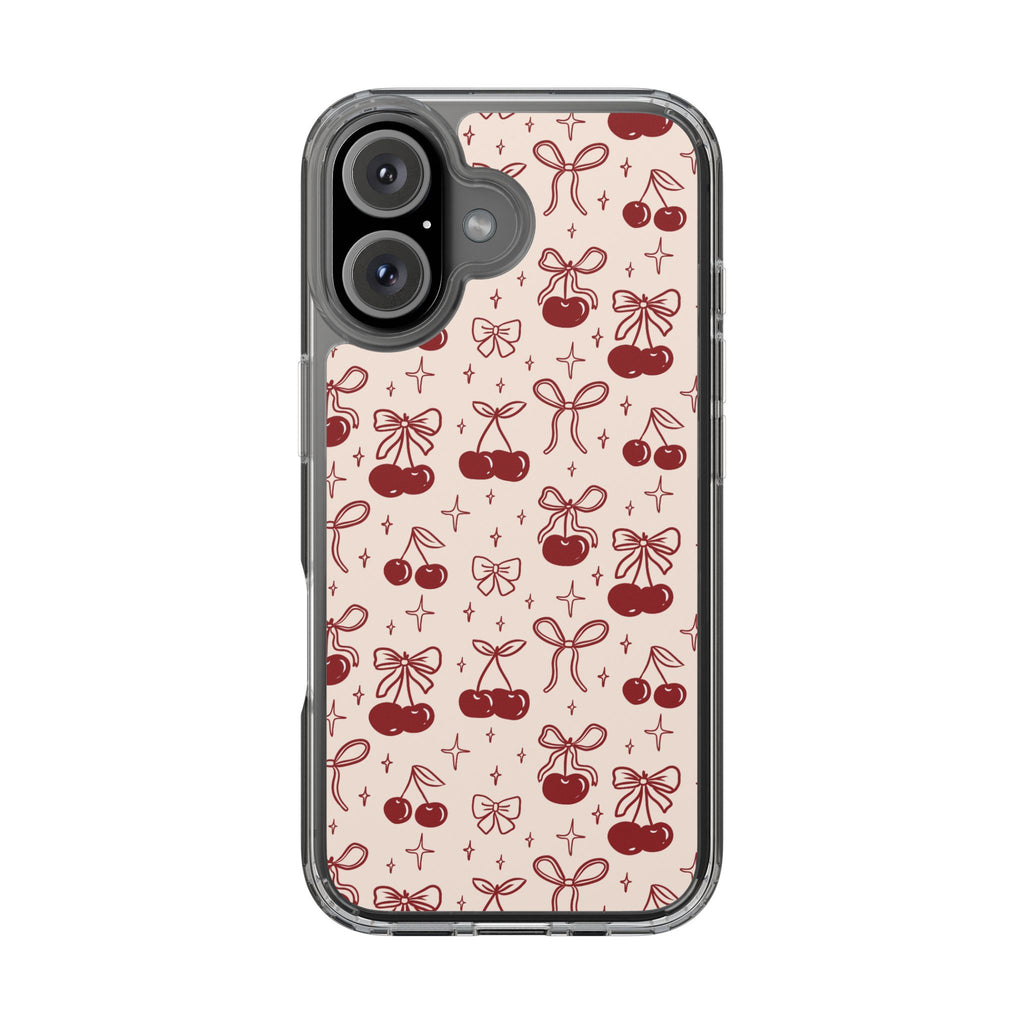 Red Cherry Pattern Aesthetic Phone Case – Slim Lightweight Protective Cover, Cute Colorful Design for Women & Girls