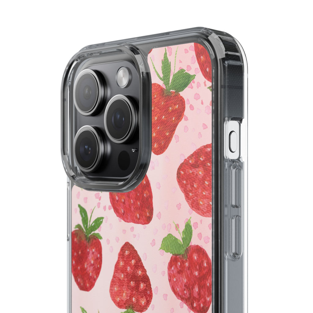 Aesthetic Pink Strawberry Phone Case – Cute Kawaii Fruit Design, Slim Protective Cover for Women & Girls | iPhone and Samsung
