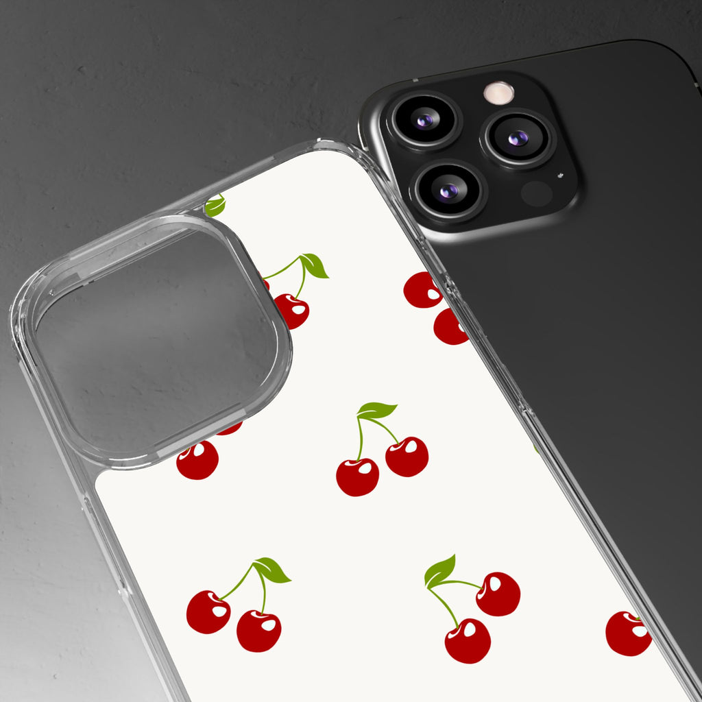 Cute Cherry Pattern Phone Case – Kawaii Red Fruit Design, Slim Protective Cover for iPhone & Samsung