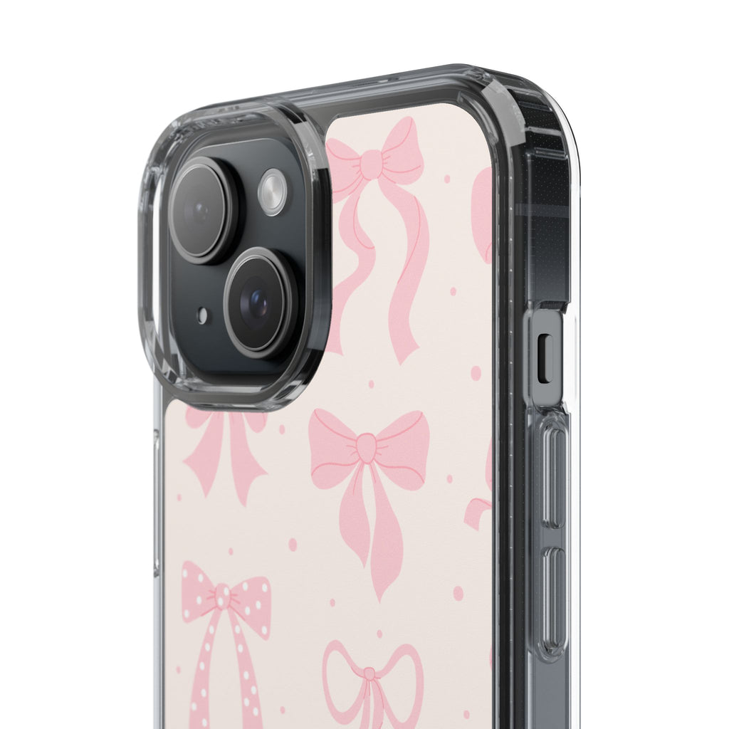Chic Bow Pattern Phone Case, Cute Pink Bow Clear Cases for Girls, Stylish Gift, Holiday Accessory, Trendy Tech Decor