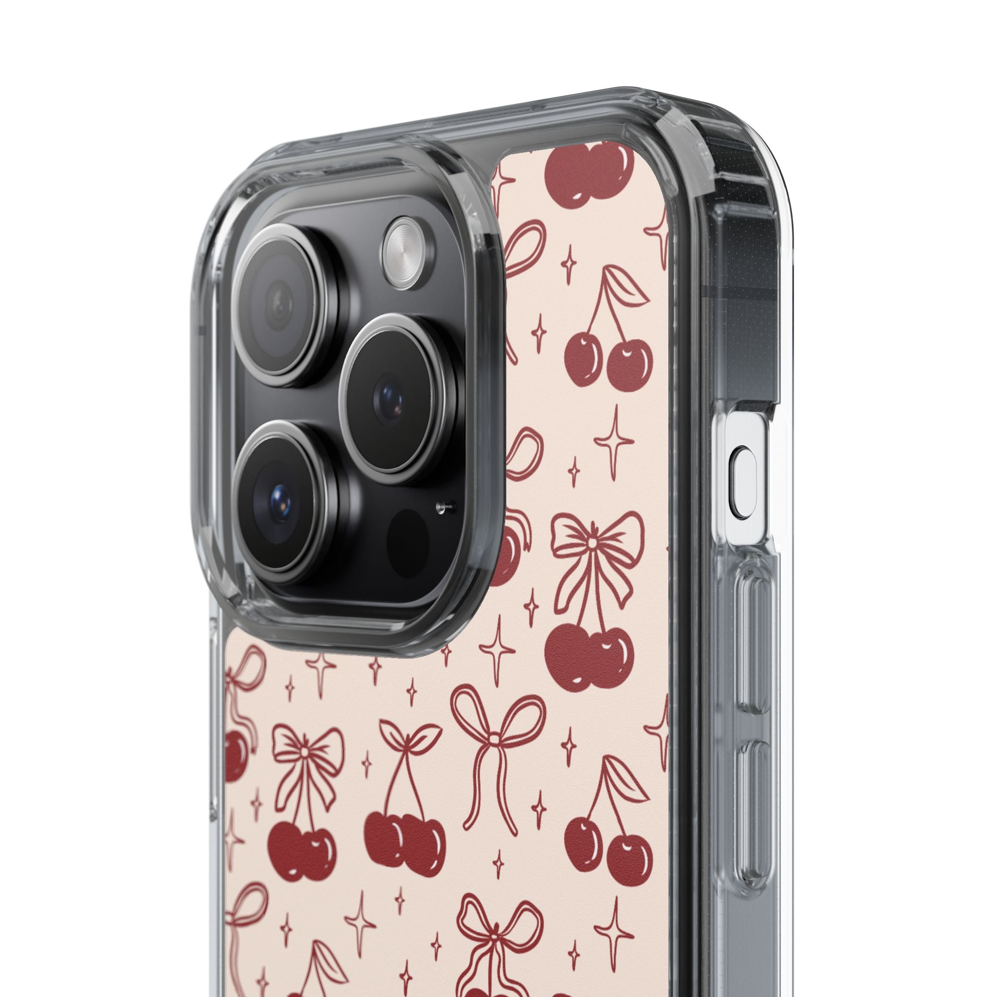 Red Cherry Pattern Aesthetic Phone Case – Slim Lightweight Protective Cover, Cute Colorful Design for Women & Girls