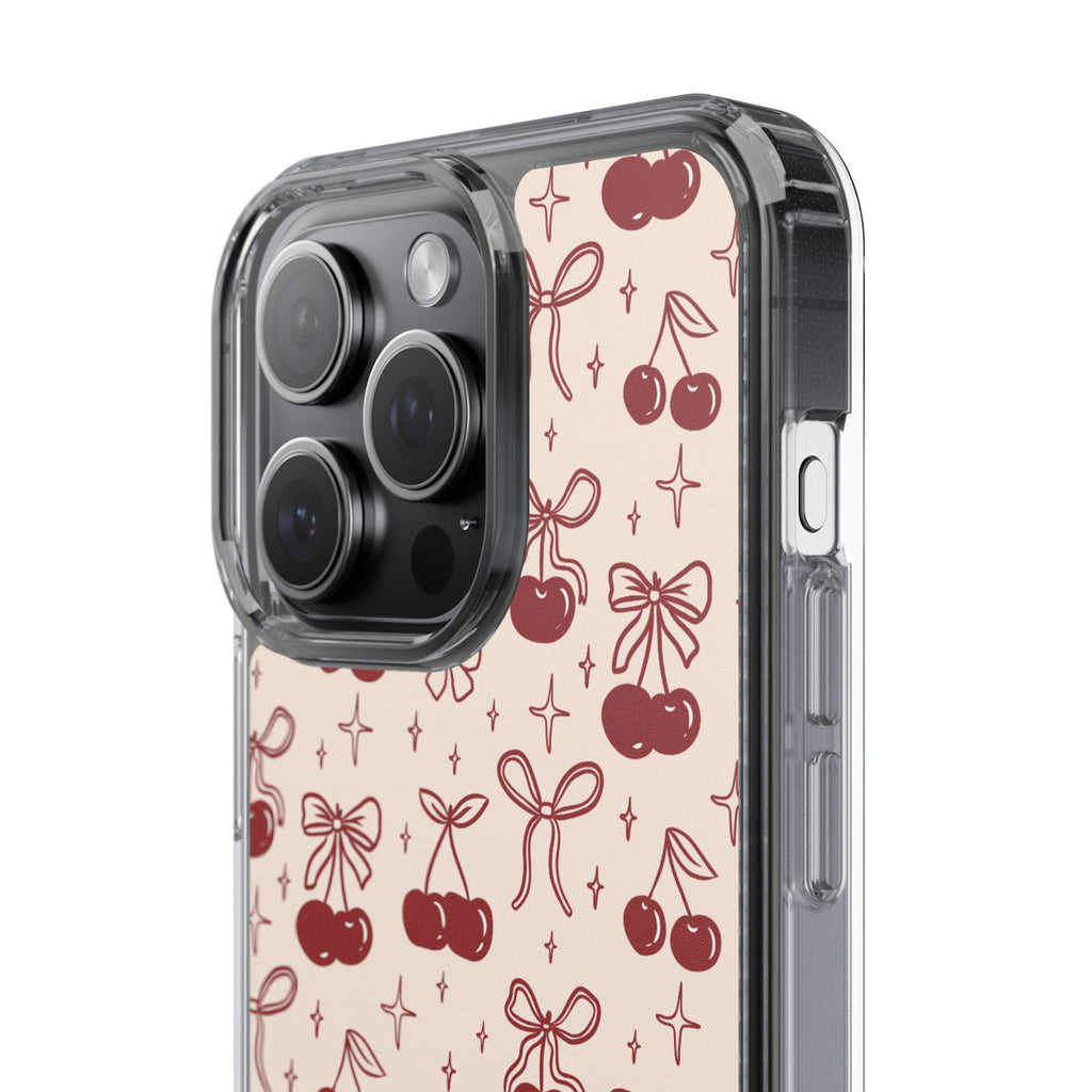 Red Cherry Pattern Aesthetic Phone Case – Slim Lightweight Protective Cover, Cute Colorful Design for Women & Girls