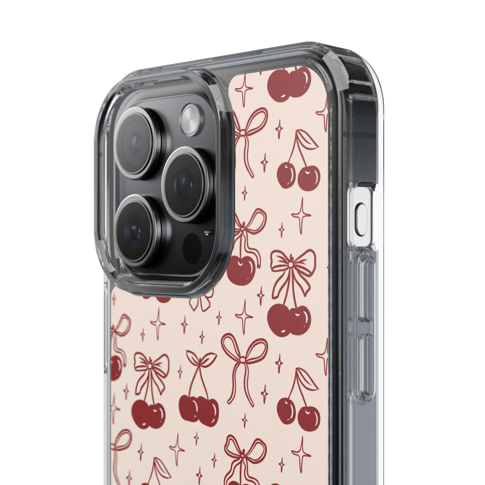 Red Cherry Pattern Aesthetic Phone Case – Slim Lightweight Protective Cover, Cute Colorful Design for Women & Girls