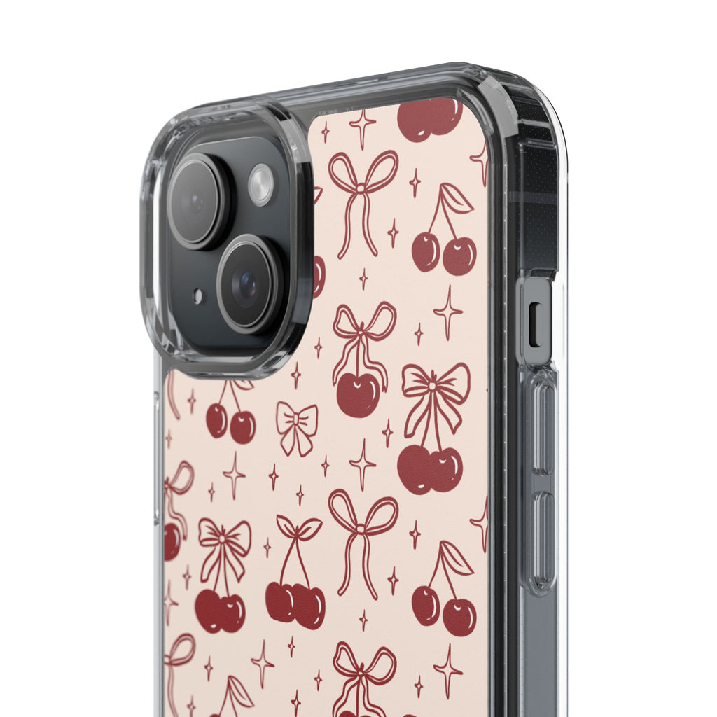 Red Cherry Pattern Aesthetic Phone Case – Slim Lightweight Protective Cover, Cute Colorful Design for Women & Girls