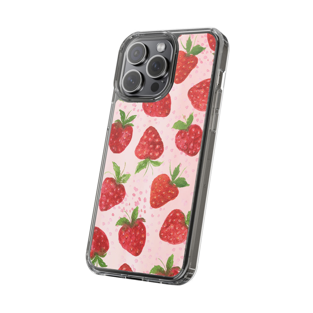 Aesthetic Pink Strawberry Phone Case – Cute Kawaii Fruit Design, Slim Protective Cover for Women & Girls | iPhone and Samsung