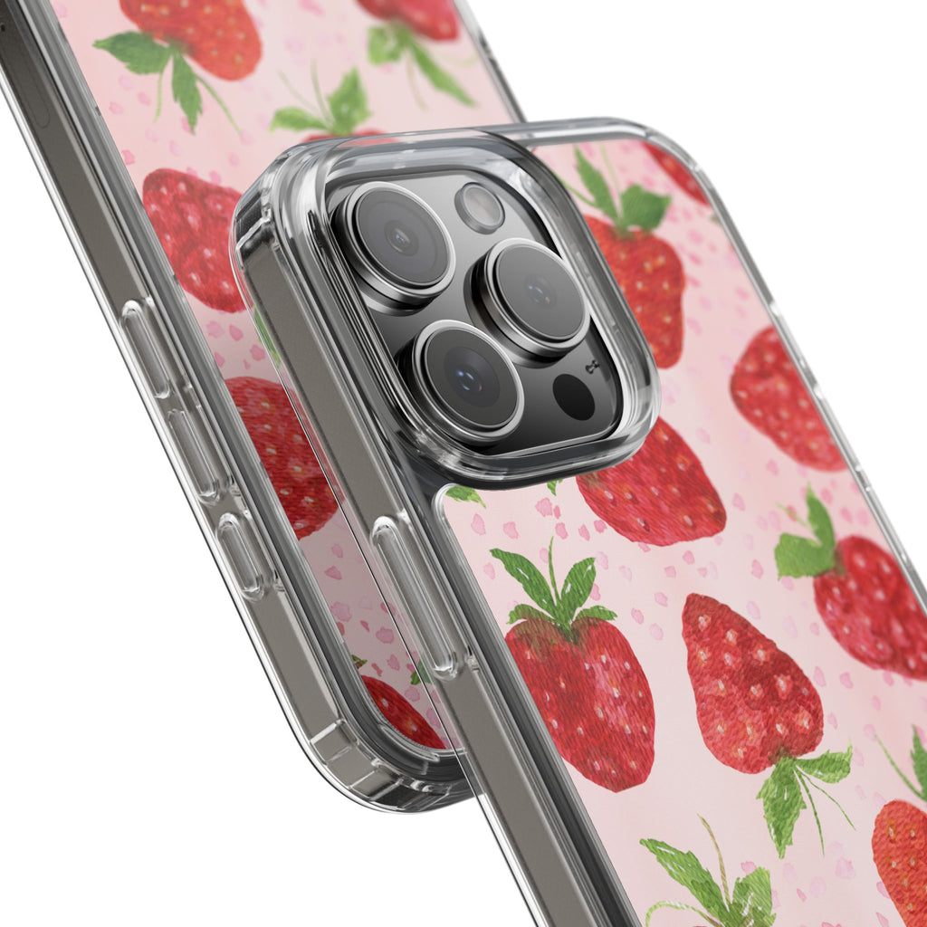 Aesthetic Pink Strawberry Phone Case – Cute Kawaii Fruit Design, Slim Protective Cover for Women & Girls | iPhone and Samsung