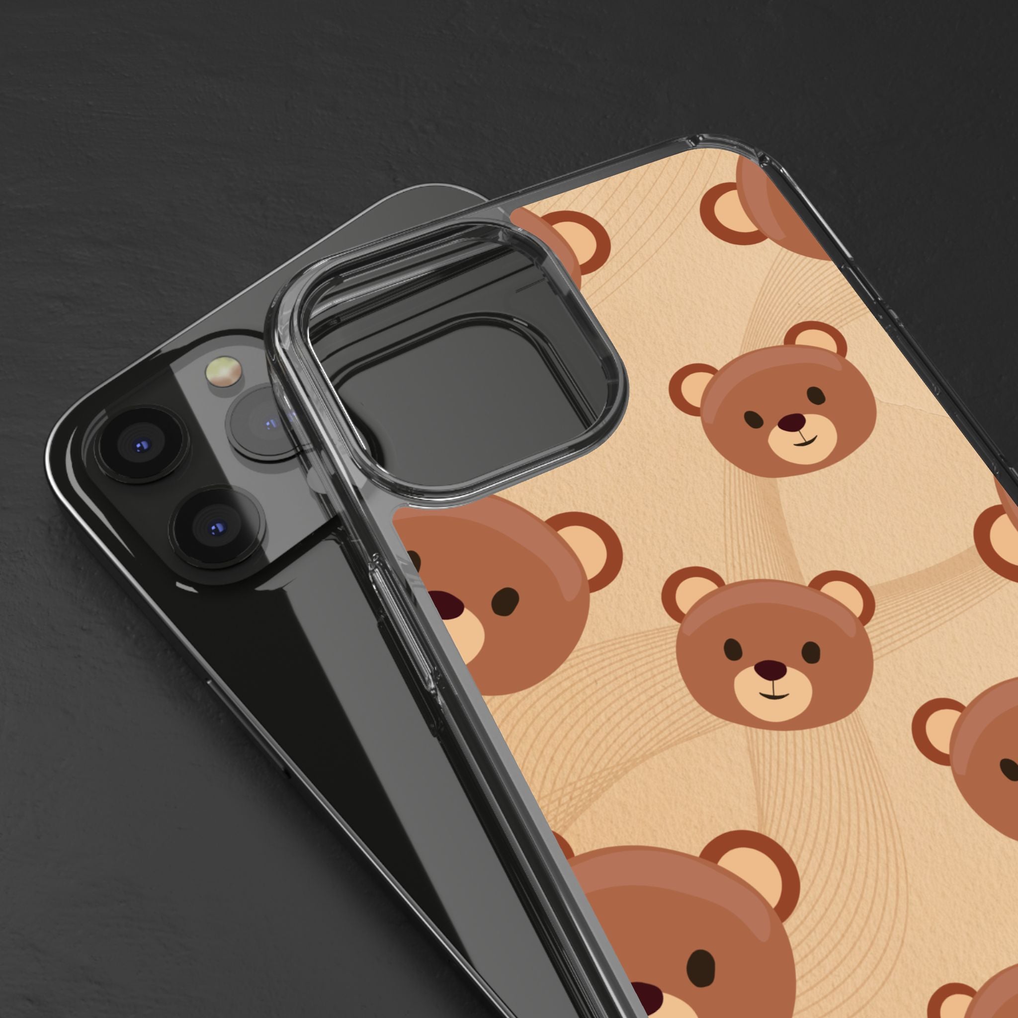 Bear Pattern Clear Phone Case, Cute Animal Phone Cover, Gift for Kids, Trendy Phone Accessory, Birthday Gift, Fun & Playful Style