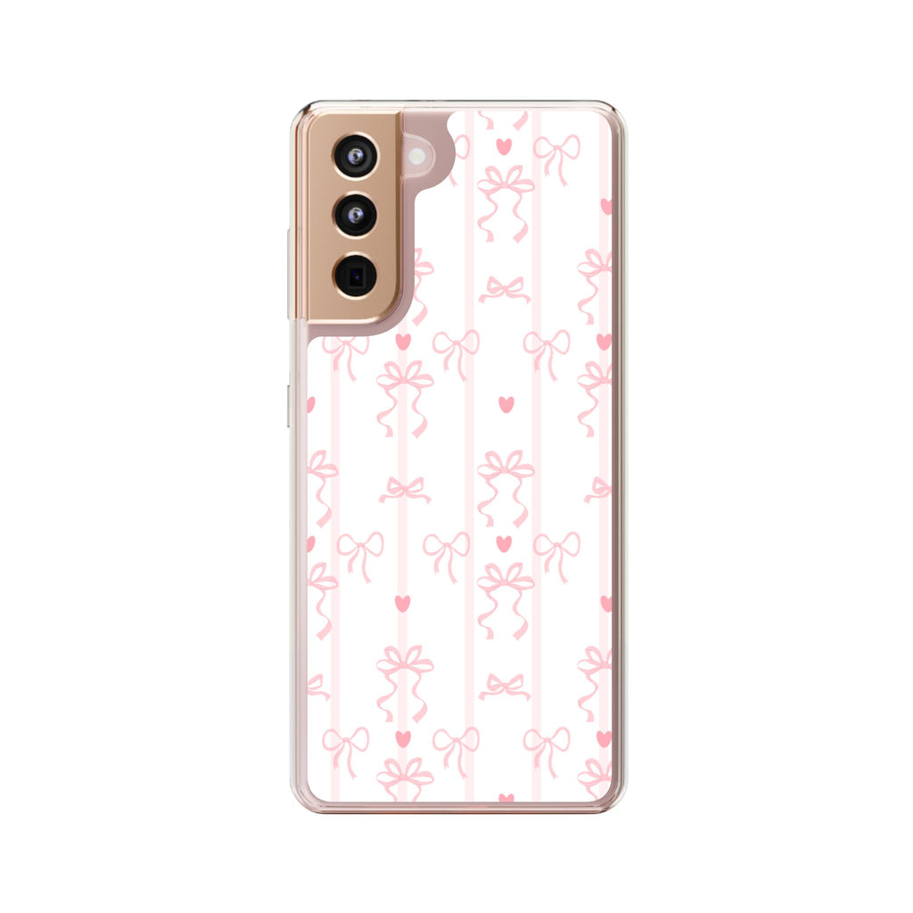 Pink Bow Aesthetic Phone Case – Cute Shockproof Protective Cover with Precise Cutouts, Kawaii Gift for Women & Girls