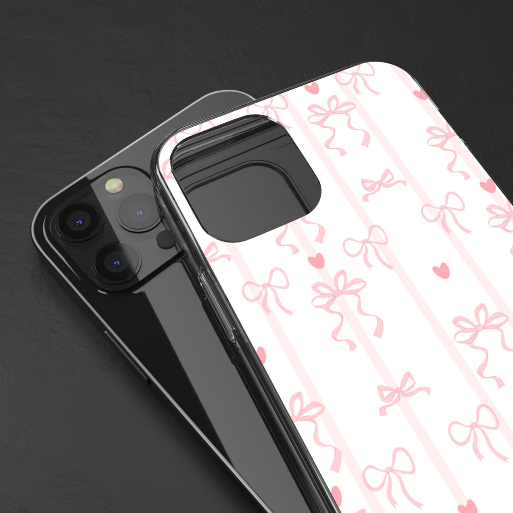 Pink Bow Aesthetic Phone Case – Cute Shockproof Protective Cover with Precise Cutouts, Kawaii Gift for Women & Girls