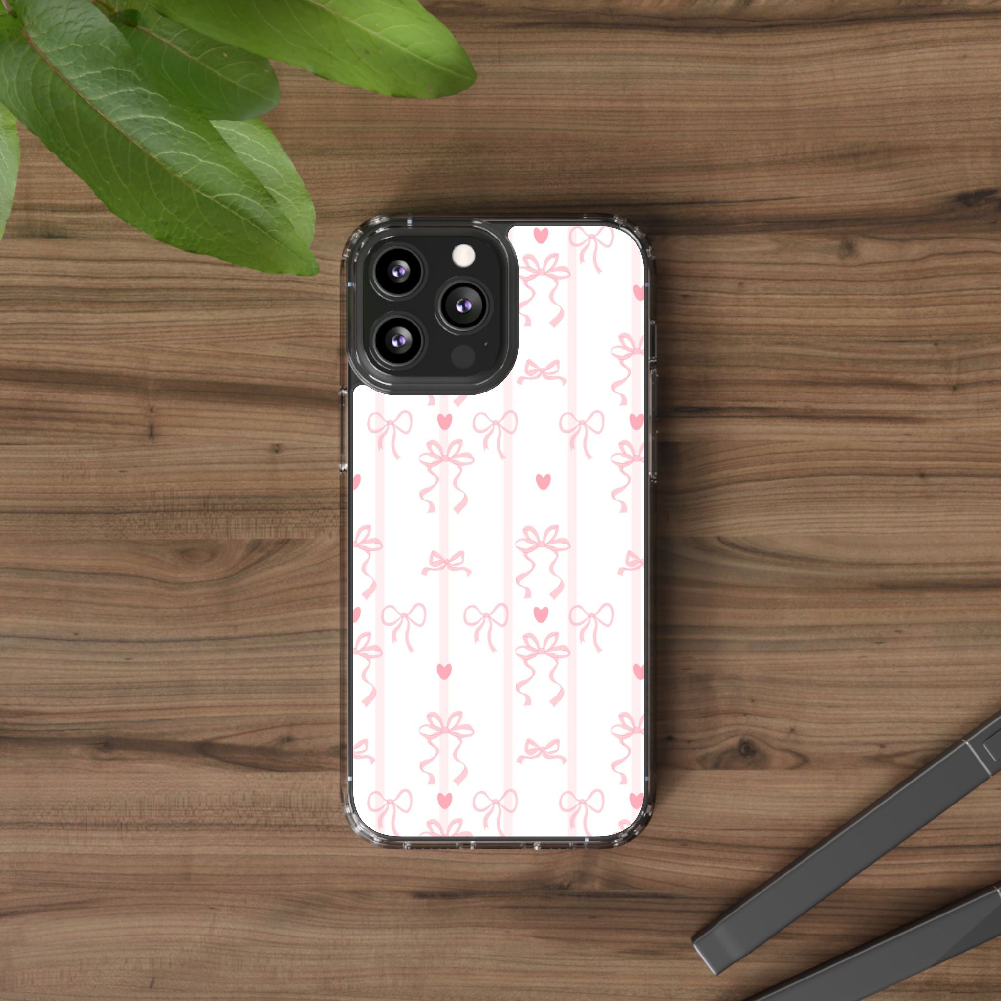 Pink Bow Aesthetic Phone Case – Cute Shockproof Protective Cover with Precise Cutouts, Kawaii Gift for Women & Girls