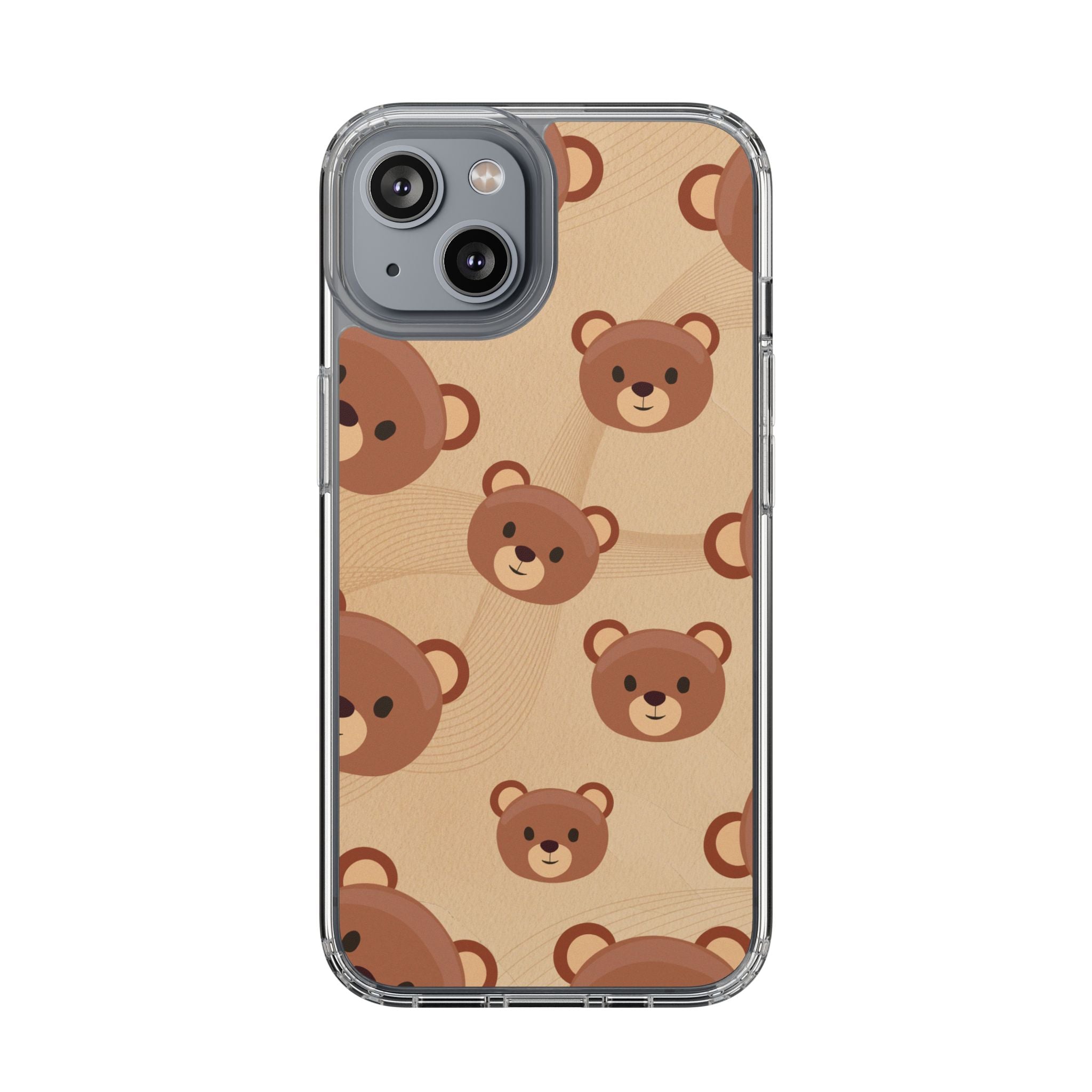 Bear Pattern Clear Phone Case, Cute Animal Phone Cover, Gift for Kids, Trendy Phone Accessory, Birthday Gift, Fun & Playful Style