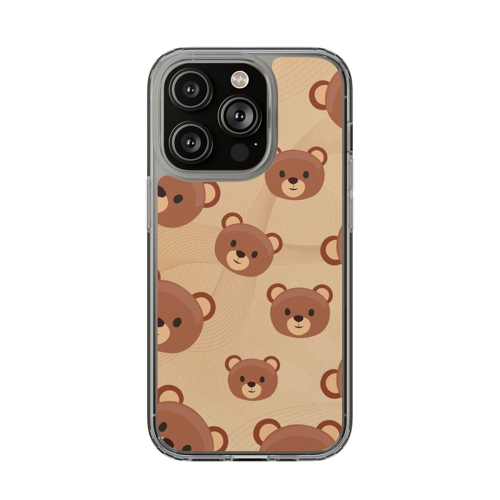 Bear Pattern Clear Phone Case, Cute Animal Phone Cover, Gift for Kids, Trendy Phone Accessory, Birthday Gift, Fun & Playful Style