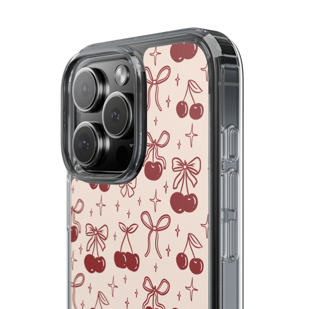 Red Cherry Pattern Aesthetic Phone Case – Slim Lightweight Protective Cover, Cute Colorful Design for Women & Girls