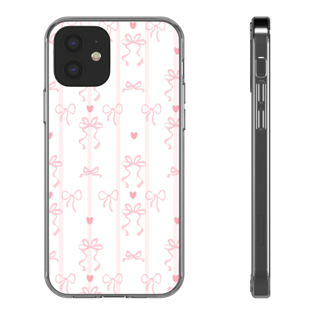 Pink Bow Aesthetic Phone Case – Cute Shockproof Protective Cover with Precise Cutouts, Kawaii Gift for Women & Girls