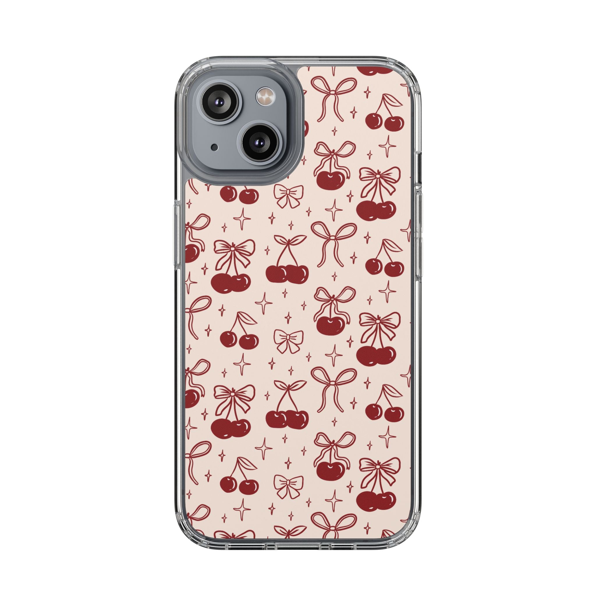 Red Cherry Pattern Aesthetic Phone Case – Slim Lightweight Protective Cover, Cute Colorful Design for Women & Girls