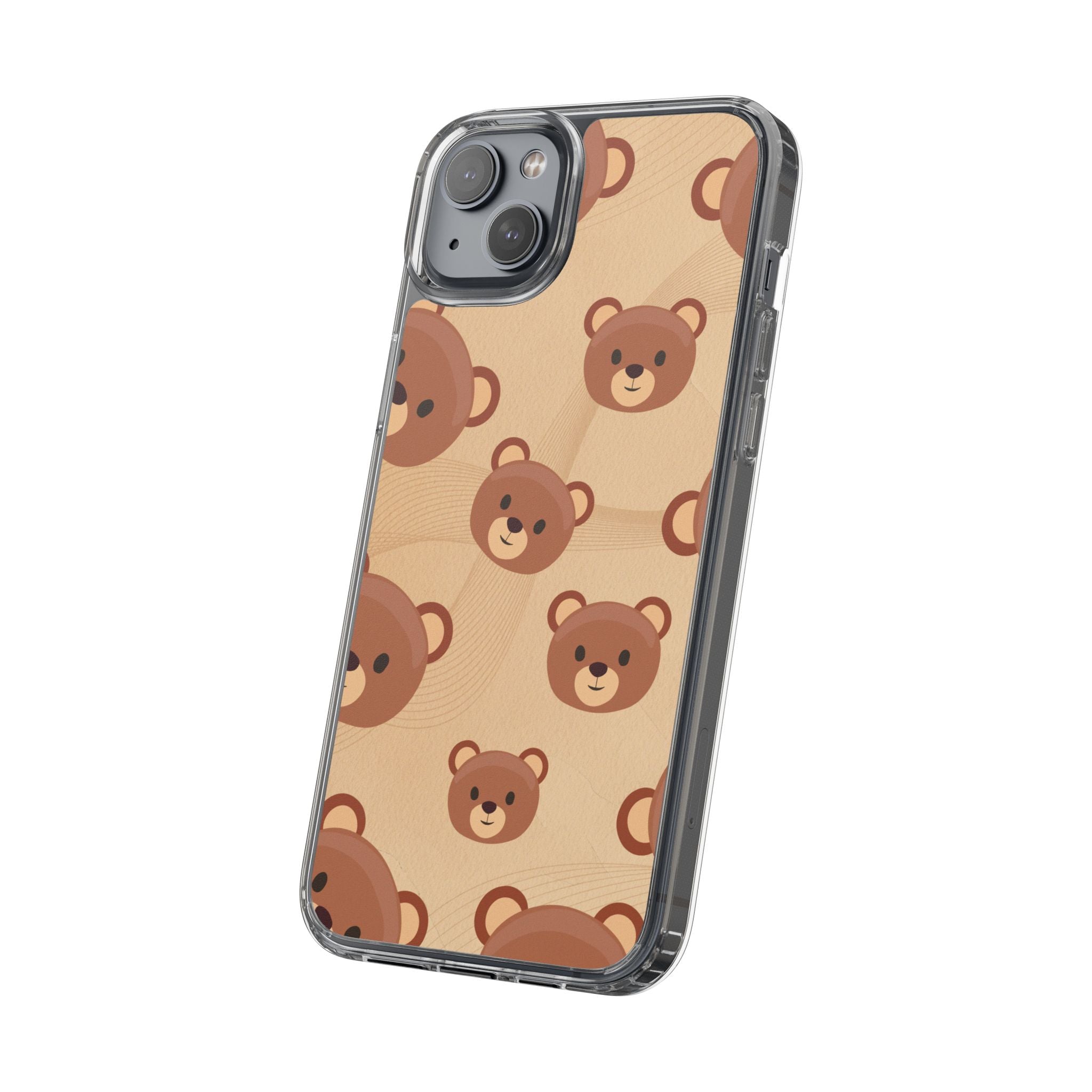 Bear Pattern Clear Phone Case, Cute Animal Phone Cover, Gift for Kids, Trendy Phone Accessory, Birthday Gift, Fun & Playful Style