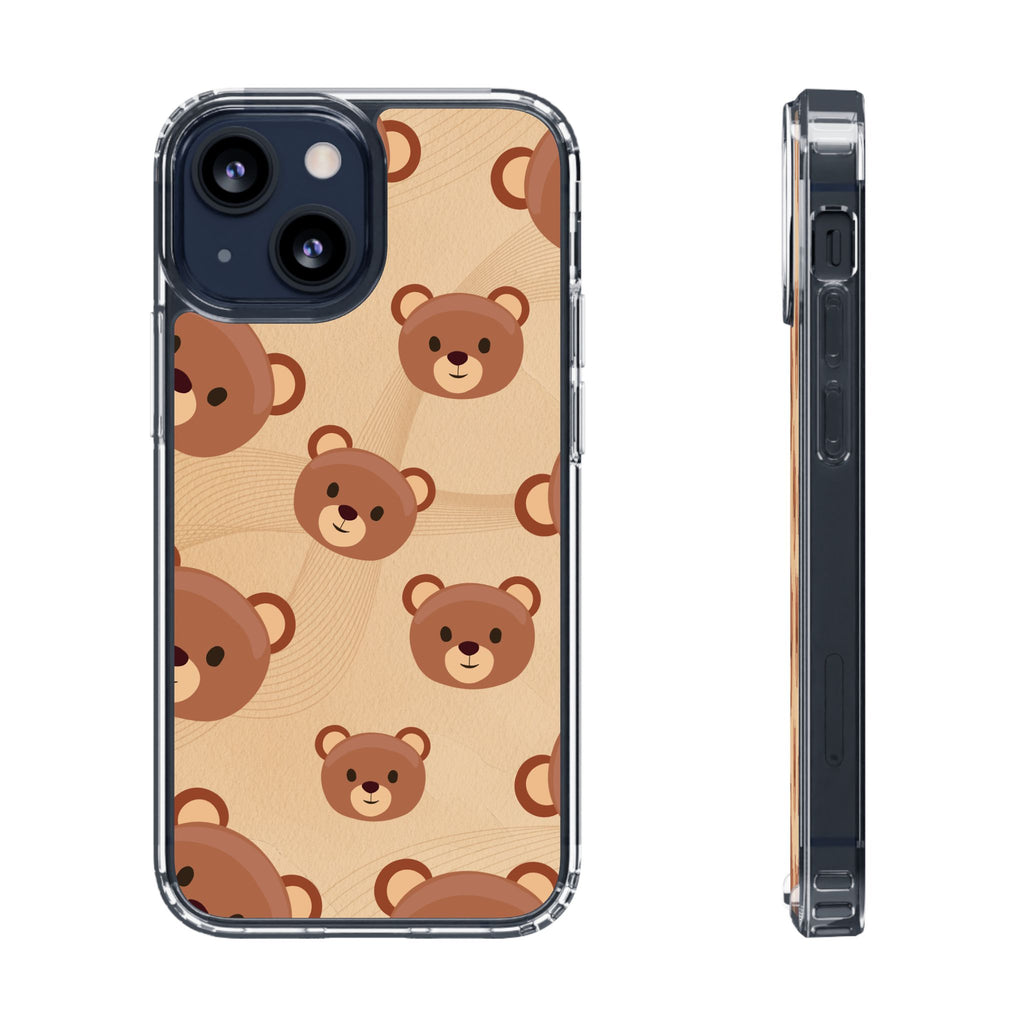 Bear Pattern Clear Phone Case, Cute Animal Phone Cover, Gift for Kids, Trendy Phone Accessory, Birthday Gift, Fun & Playful Style