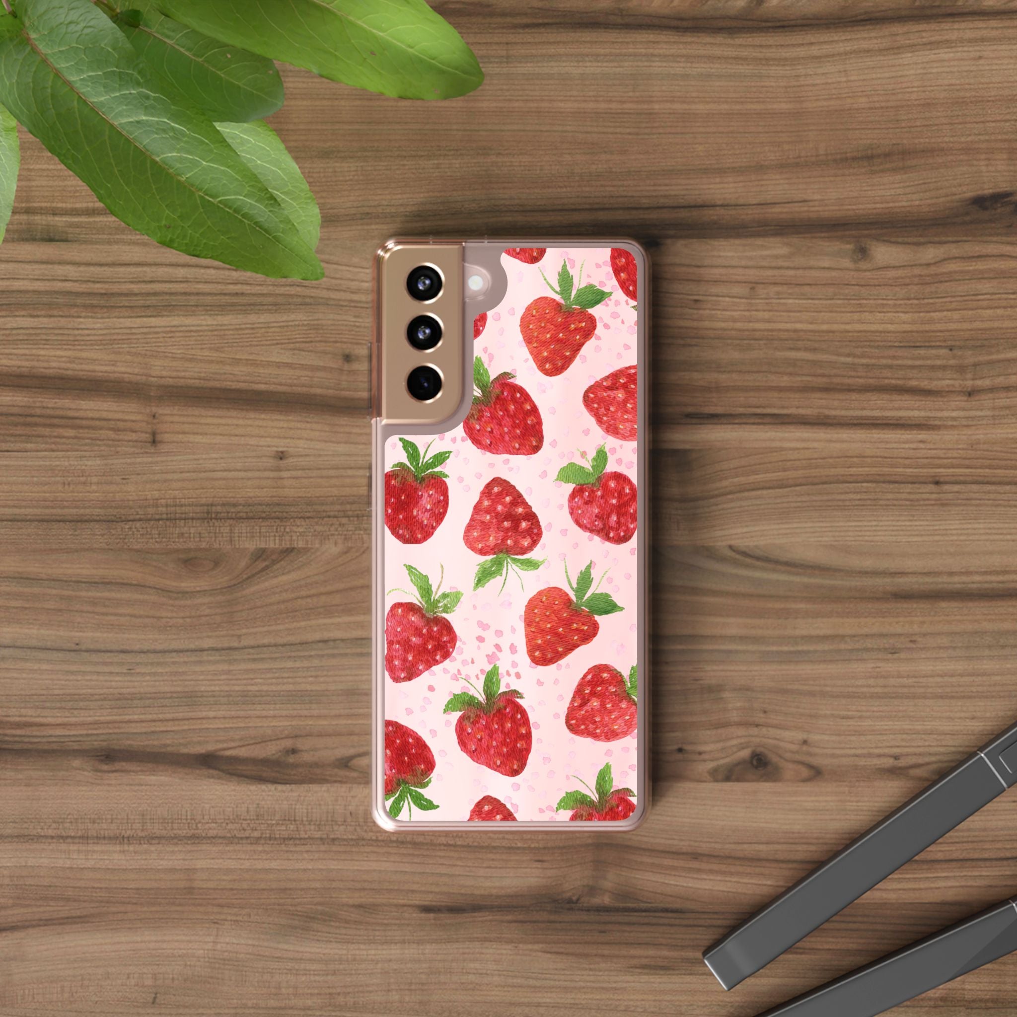 Aesthetic Pink Strawberry Phone Case – Cute Kawaii Fruit Design, Slim Protective Cover for Women & Girls | iPhone and Samsung