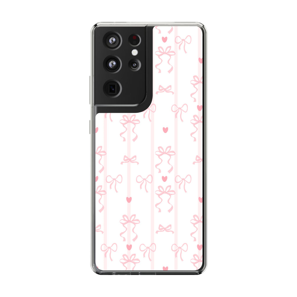 Pink Bow Aesthetic Phone Case – Cute Shockproof Protective Cover with Precise Cutouts, Kawaii Gift for Women & Girls