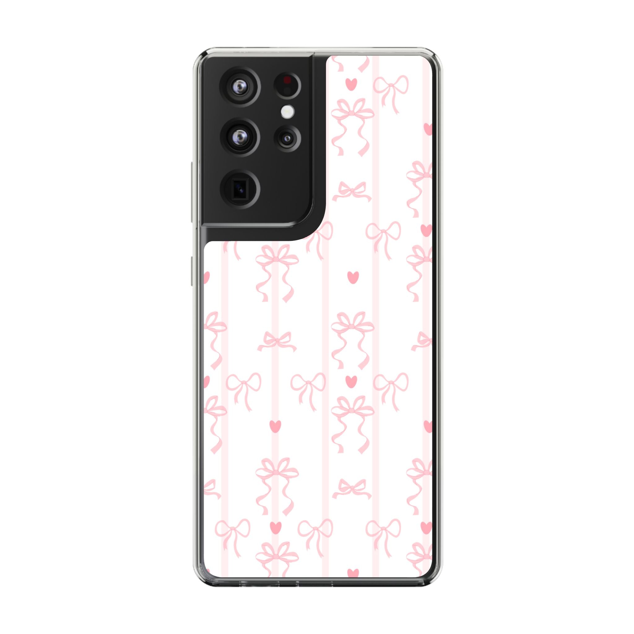 Pink Bow Aesthetic Phone Case – Cute Shockproof Protective Cover with Precise Cutouts, Kawaii Gift for Women & Girls