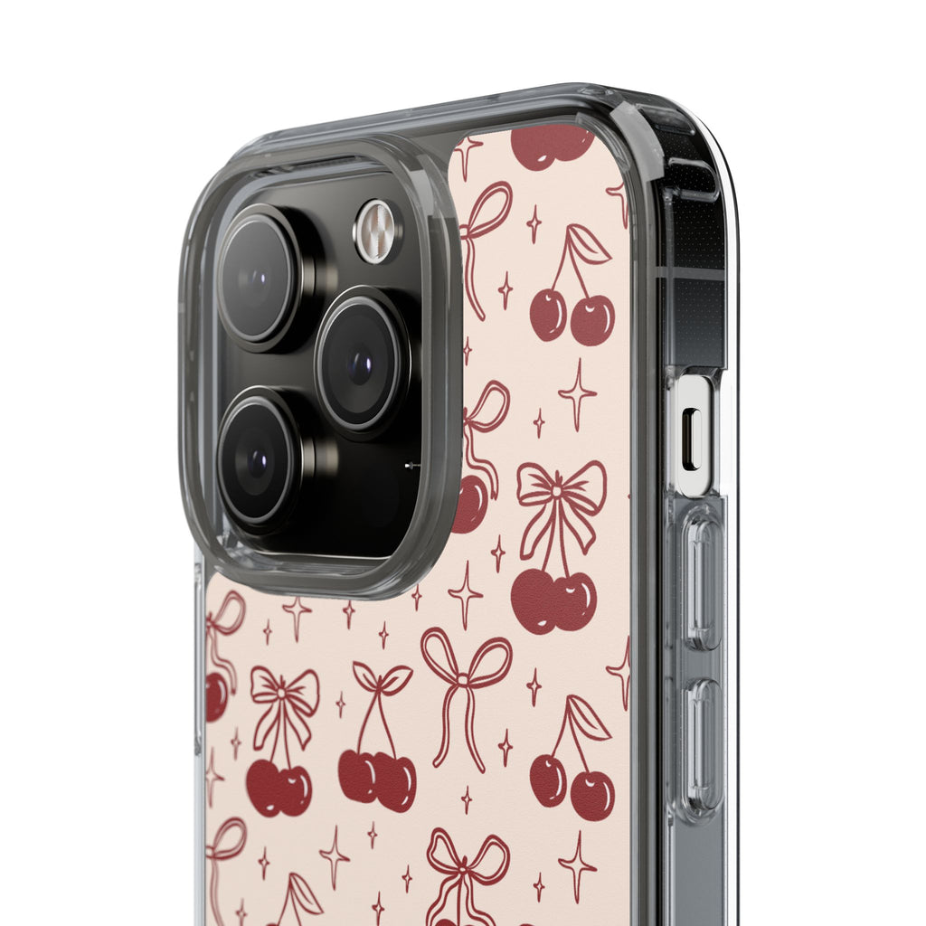 Red Cherry Pattern Aesthetic Phone Case – Slim Lightweight Protective Cover, Cute Colorful Design for Women & Girls