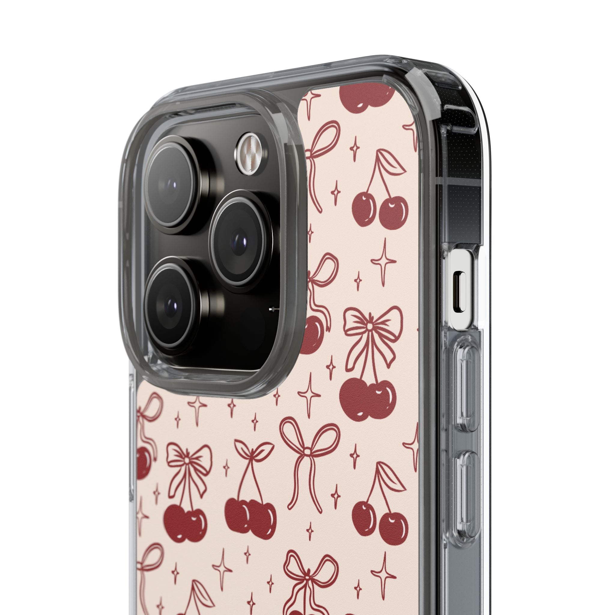Red Cherry Pattern Aesthetic Phone Case – Slim Lightweight Protective Cover, Cute Colorful Design for Women & Girls