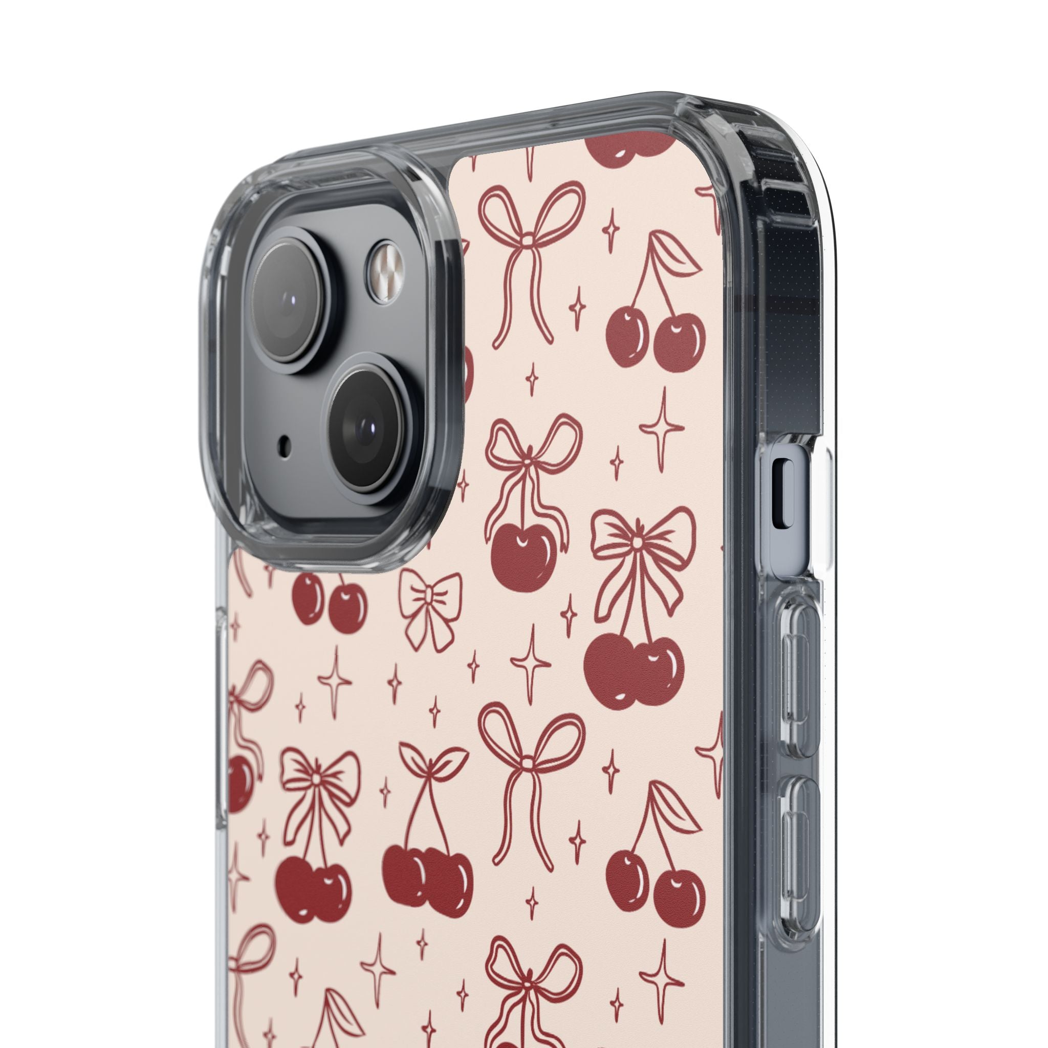 Red Cherry Pattern Aesthetic Phone Case – Slim Lightweight Protective Cover, Cute Colorful Design for Women & Girls