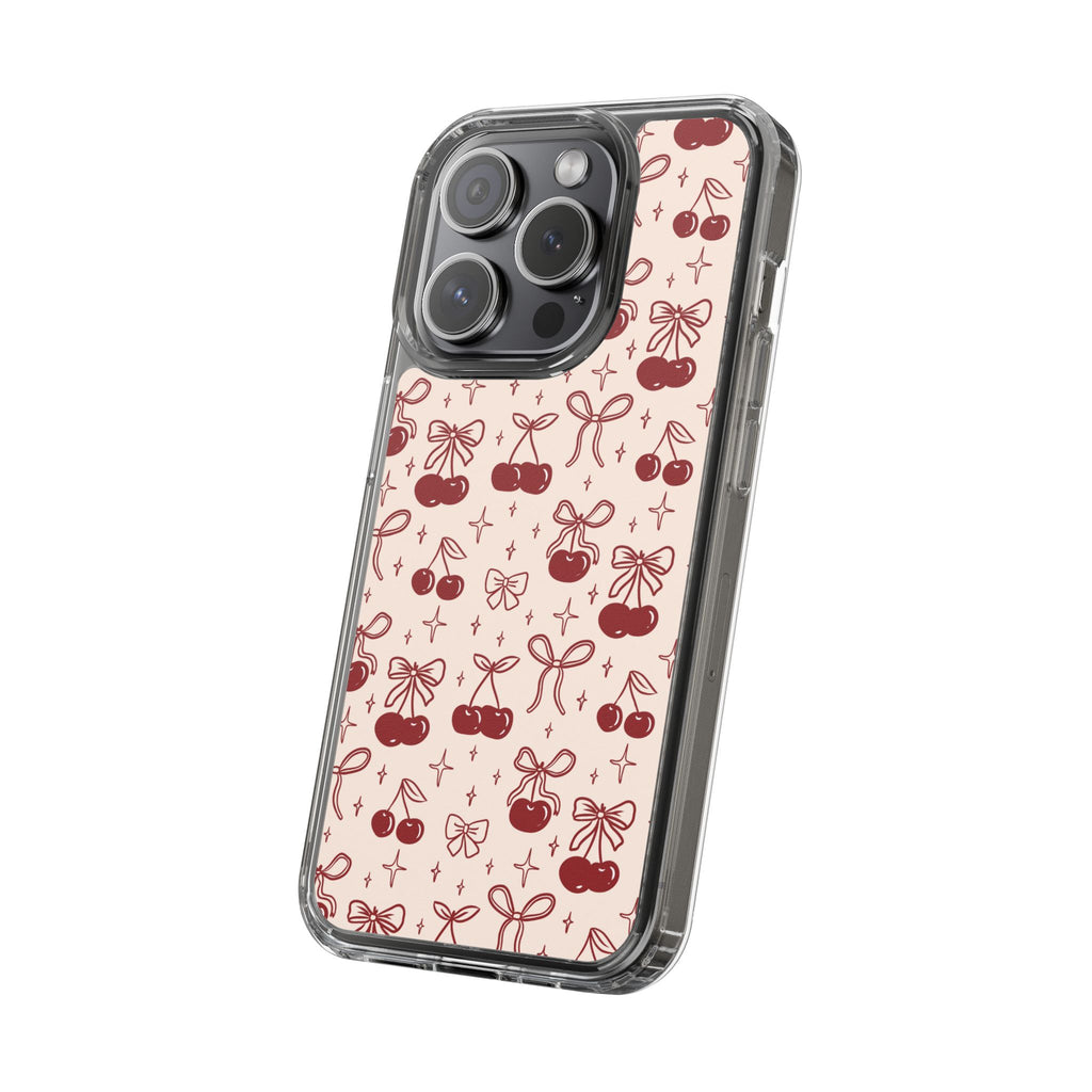 Red Cherry Pattern Aesthetic Phone Case – Slim Lightweight Protective Cover, Cute Colorful Design for Women & Girls