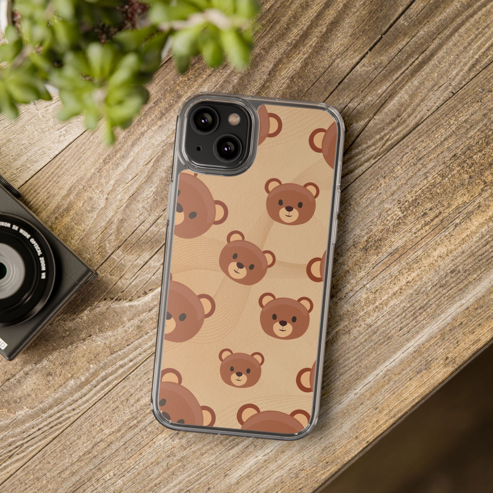 Bear Pattern Clear Phone Case, Cute Animal Phone Cover, Gift for Kids, Trendy Phone Accessory, Birthday Gift, Fun & Playful Style