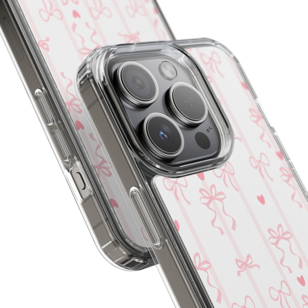 Pink Bow Aesthetic Phone Case – Cute Shockproof Protective Cover with Precise Cutouts, Kawaii Gift for Women & Girls