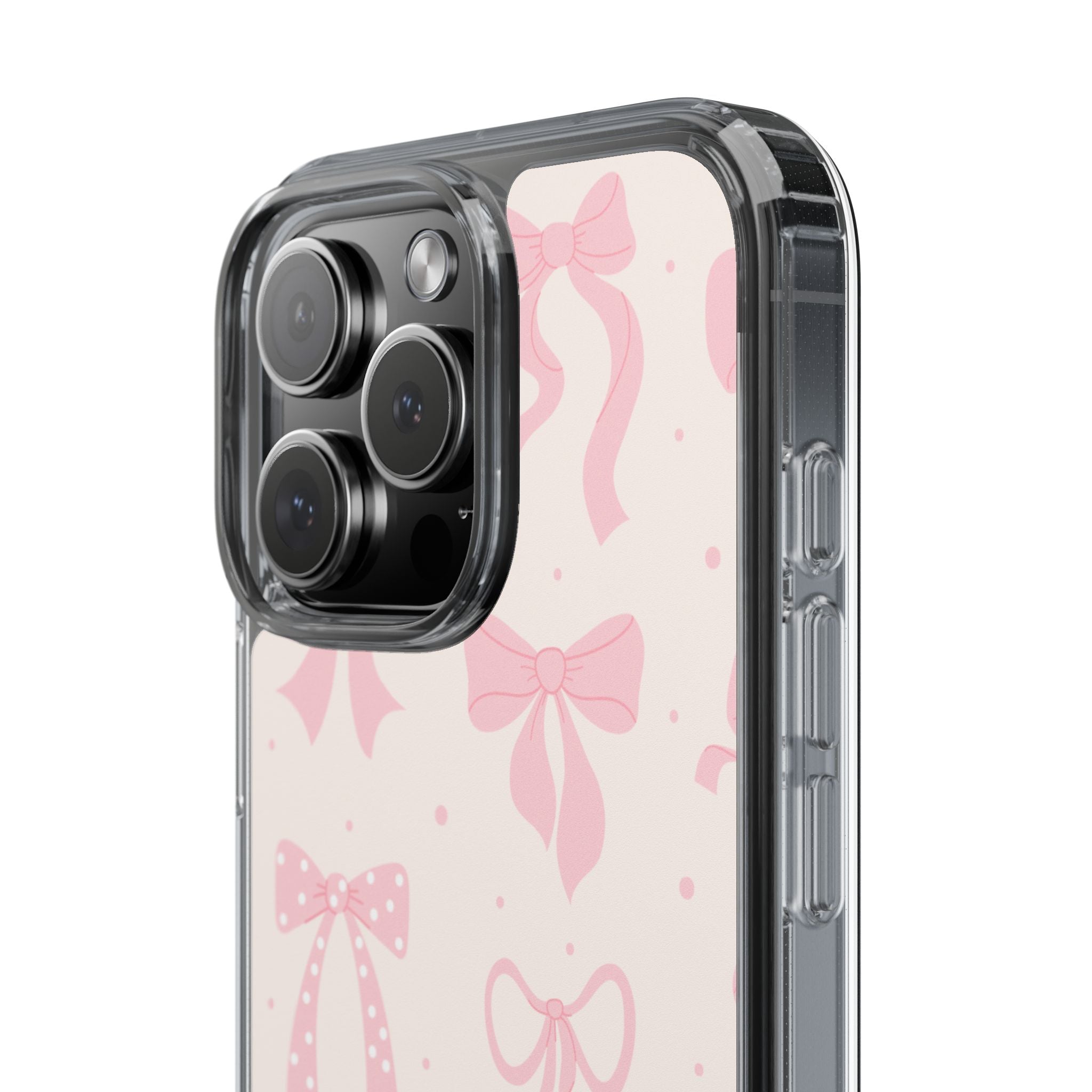 Chic Bow Pattern Phone Case, Cute Pink Bow Clear Cases for Girls, Stylish Gift, Holiday Accessory, Trendy Tech Decor