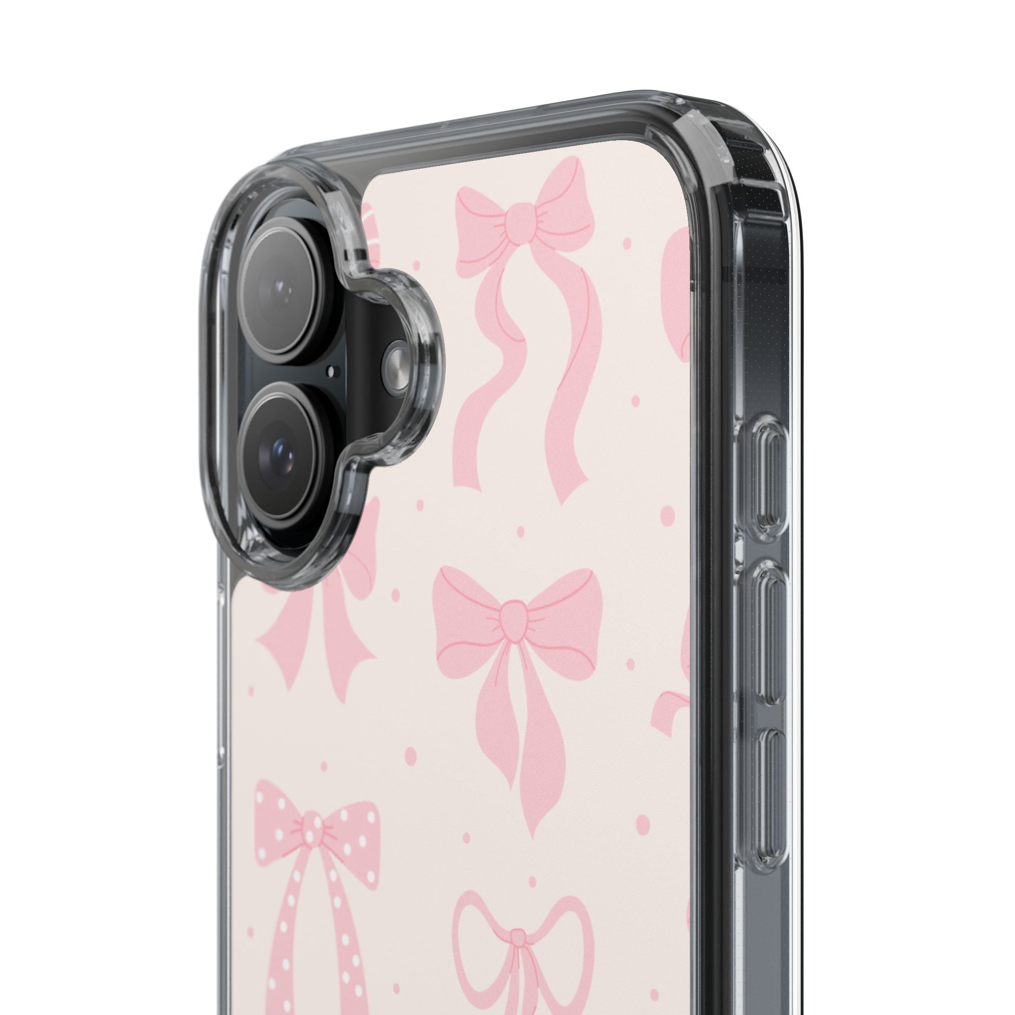 Chic Bow Pattern Phone Case, Cute Pink Bow Clear Cases for Girls, Stylish Gift, Holiday Accessory, Trendy Tech Decor