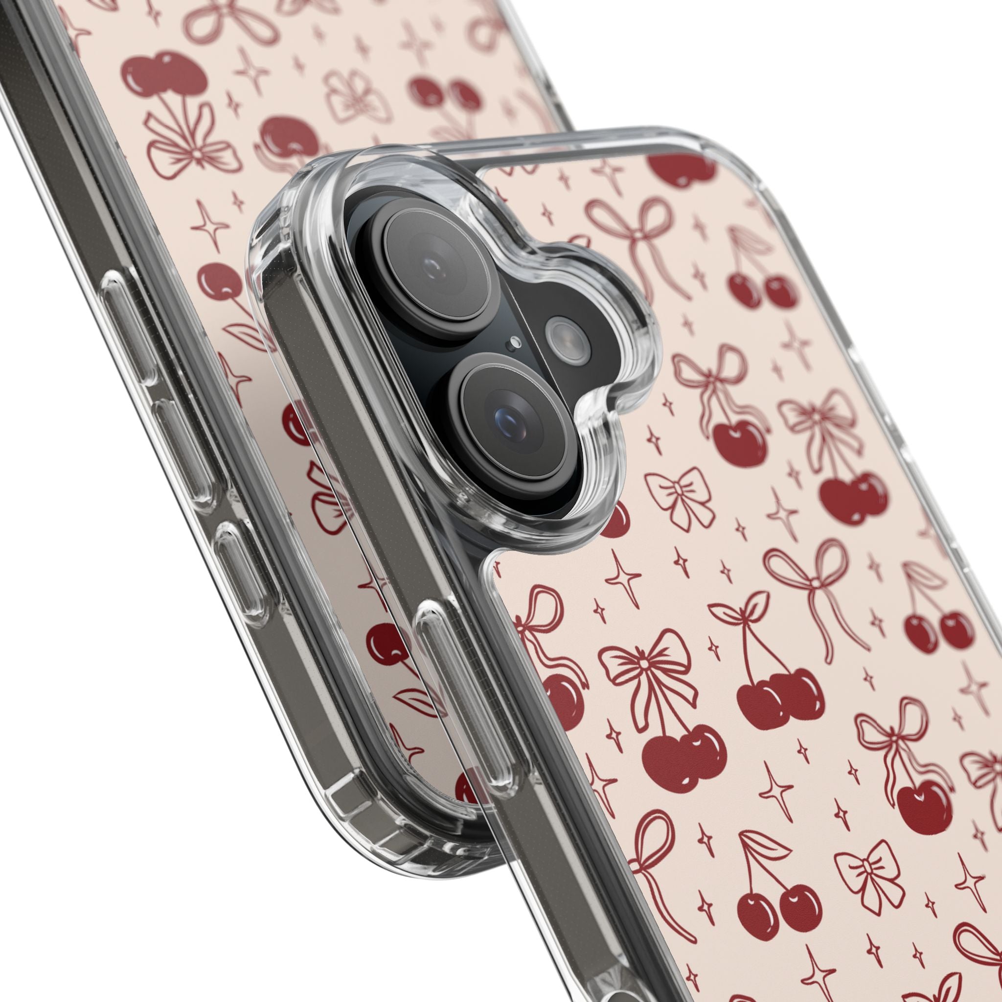 Red Cherry Pattern Aesthetic Phone Case – Slim Lightweight Protective Cover, Cute Colorful Design for Women & Girls