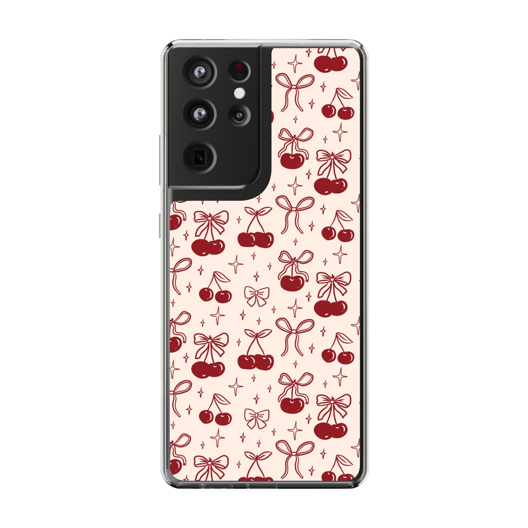 Red Cherry Pattern Aesthetic Phone Case – Slim Lightweight Protective Cover, Cute Colorful Design for Women & Girls