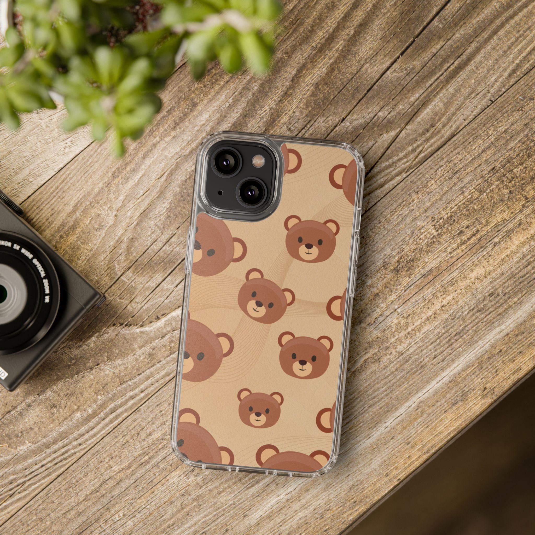 Bear Pattern Clear Phone Case, Cute Animal Phone Cover, Gift for Kids, Trendy Phone Accessory, Birthday Gift, Fun & Playful Style