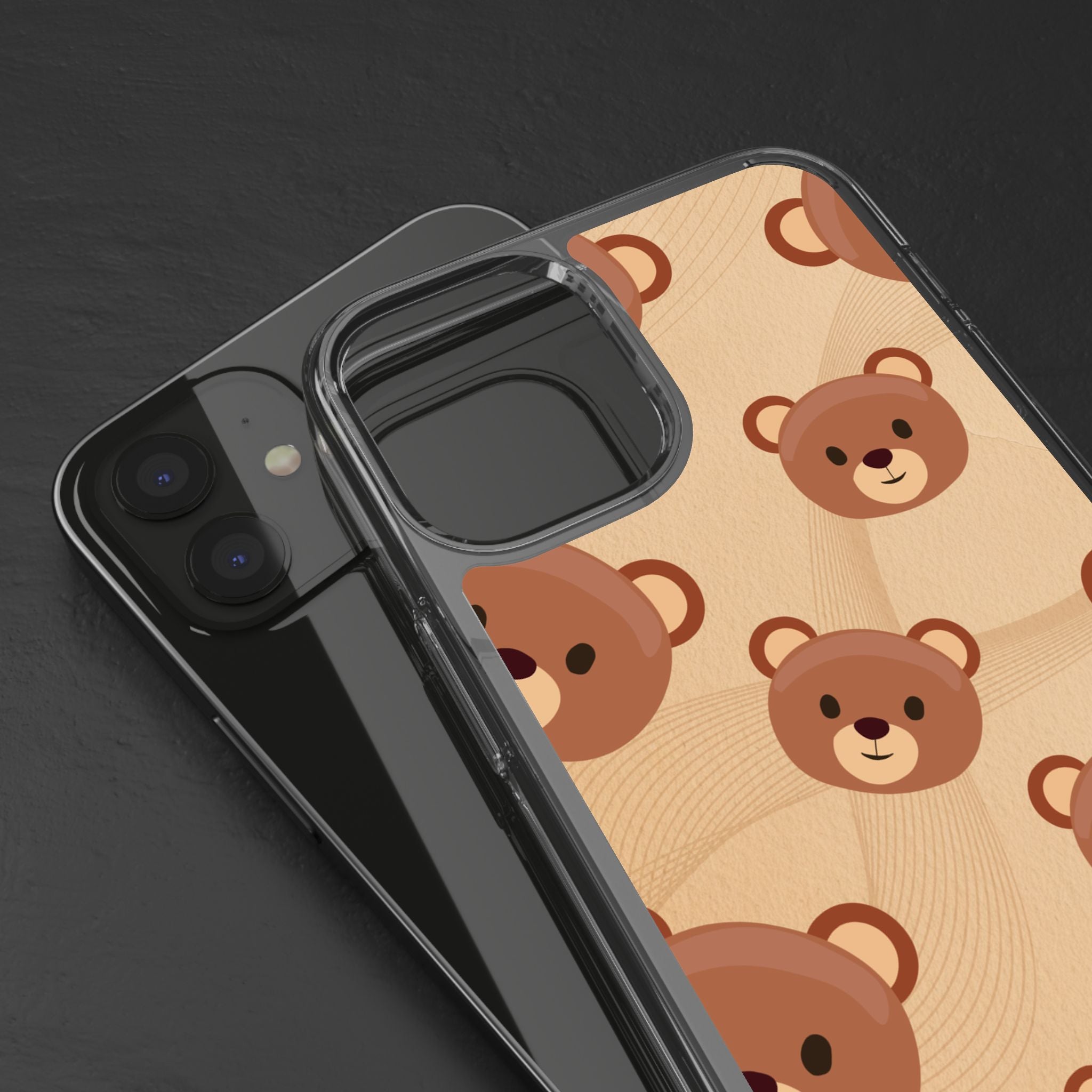 Bear Pattern Clear Phone Case, Cute Animal Phone Cover, Gift for Kids, Trendy Phone Accessory, Birthday Gift, Fun & Playful Style