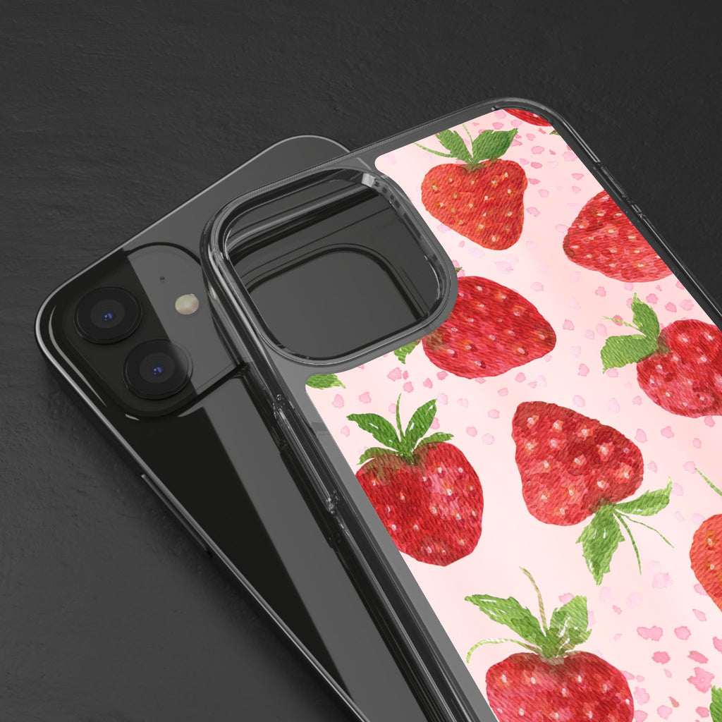 Aesthetic Pink Strawberry Phone Case – Cute Kawaii Fruit Design, Slim Protective Cover for Women & Girls | iPhone and Samsung
