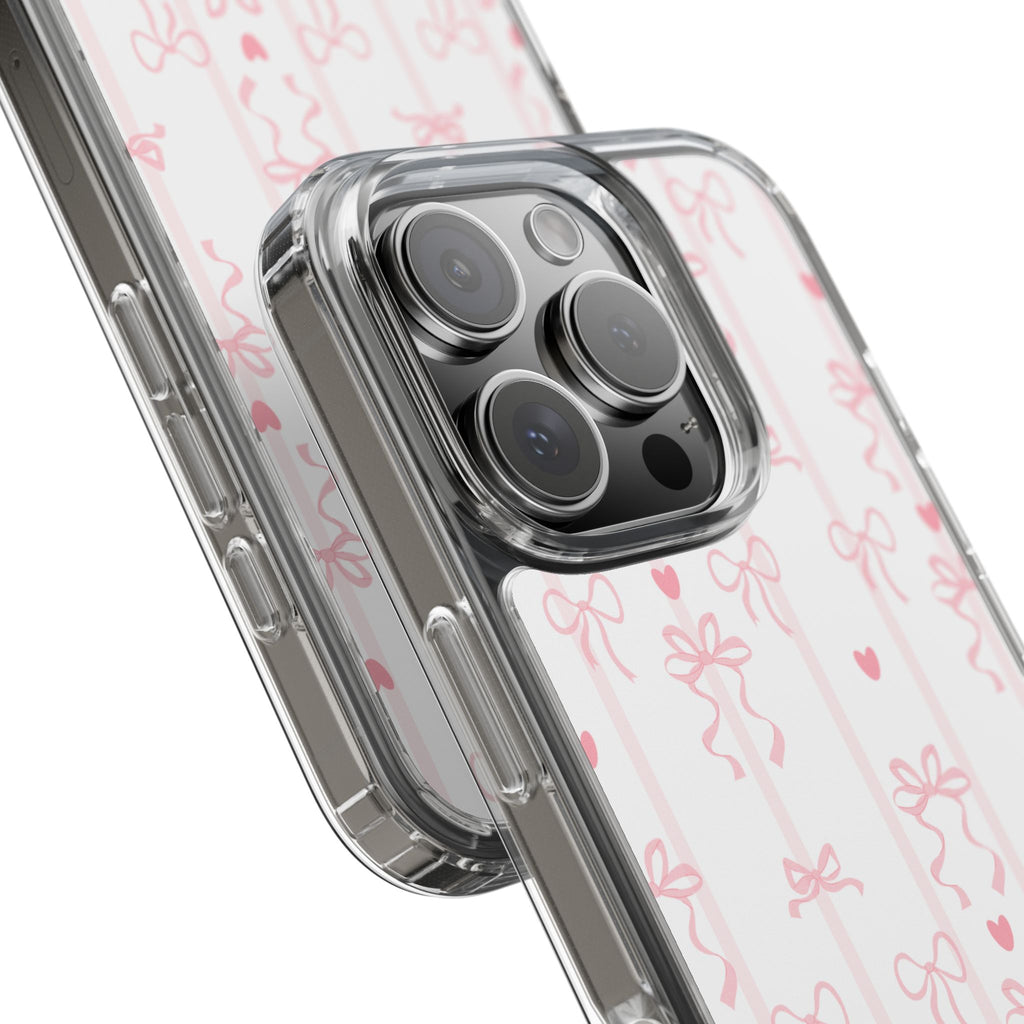 Pink Bow Aesthetic Phone Case – Cute Shockproof Protective Cover with Precise Cutouts, Kawaii Gift for Women & Girls