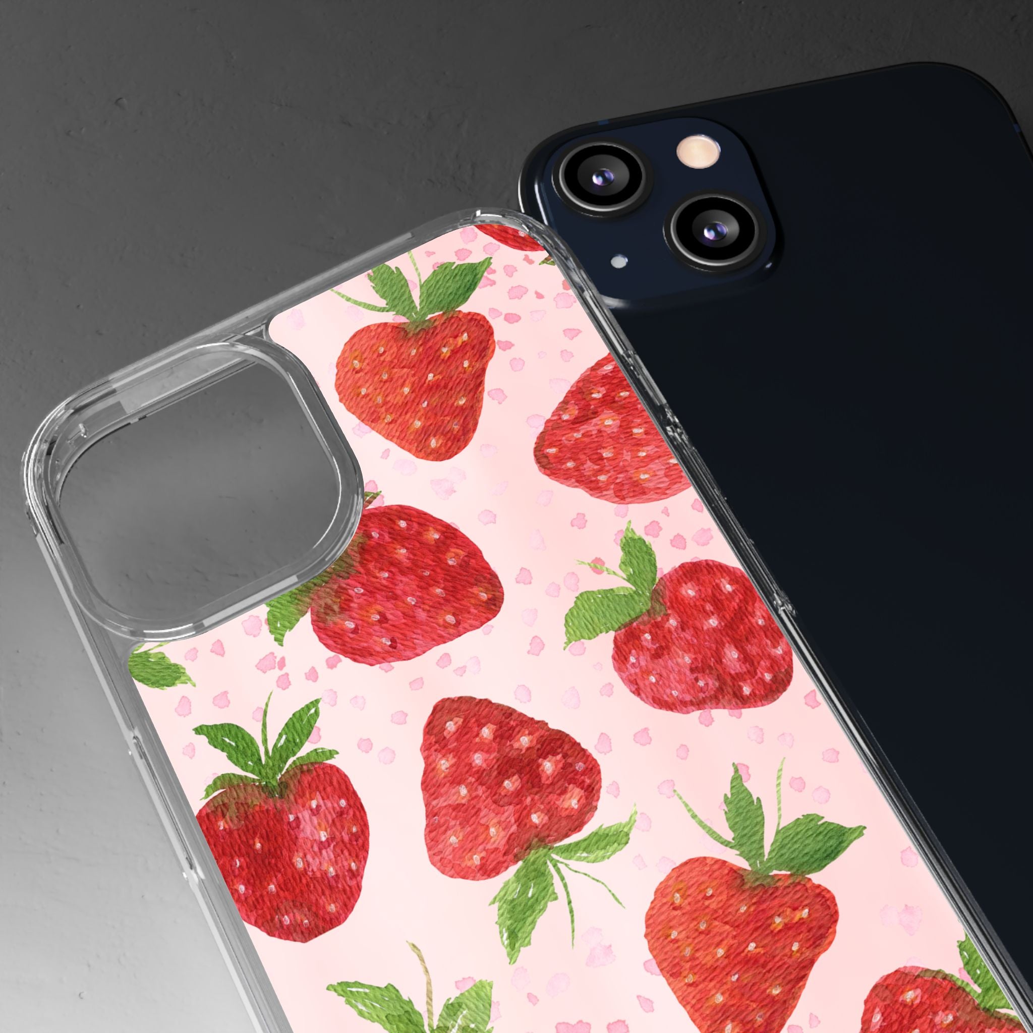 Aesthetic Pink Strawberry Phone Case – Cute Kawaii Fruit Design, Slim Protective Cover for Women & Girls | iPhone and Samsung