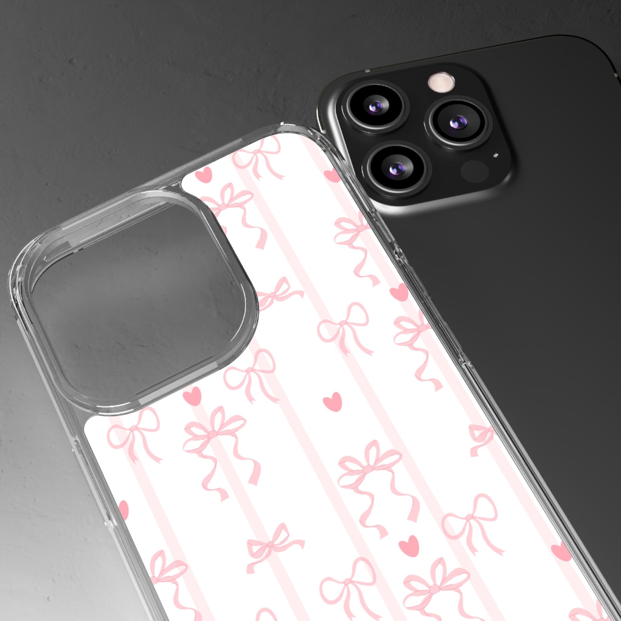 Pink Bow Aesthetic Phone Case – Cute Shockproof Protective Cover with Precise Cutouts, Kawaii Gift for Women & Girls