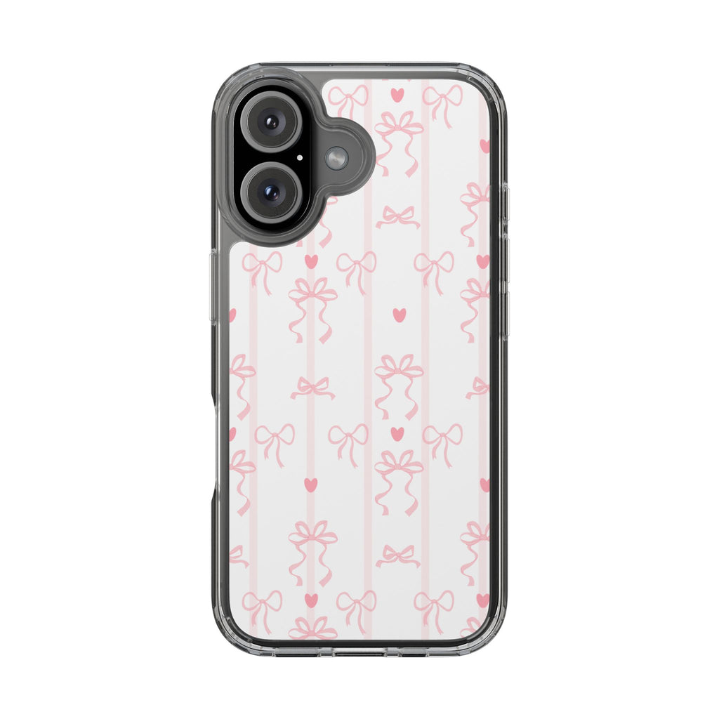 Pink Bow Aesthetic Phone Case – Cute Shockproof Protective Cover with Precise Cutouts, Kawaii Gift for Women & Girls