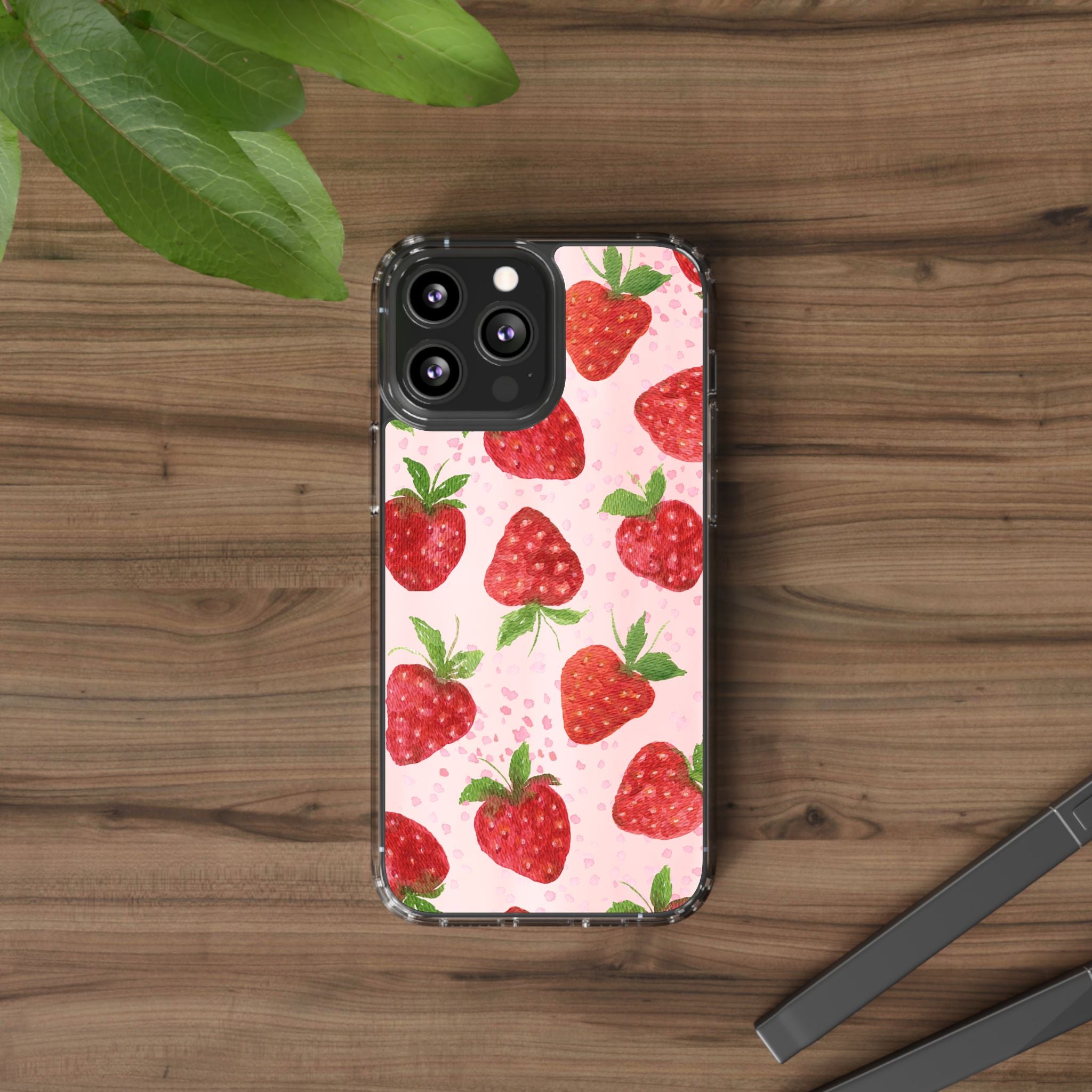 Aesthetic Pink Strawberry Phone Case – Cute Kawaii Fruit Design, Slim Protective Cover for Women & Girls | iPhone and Samsung