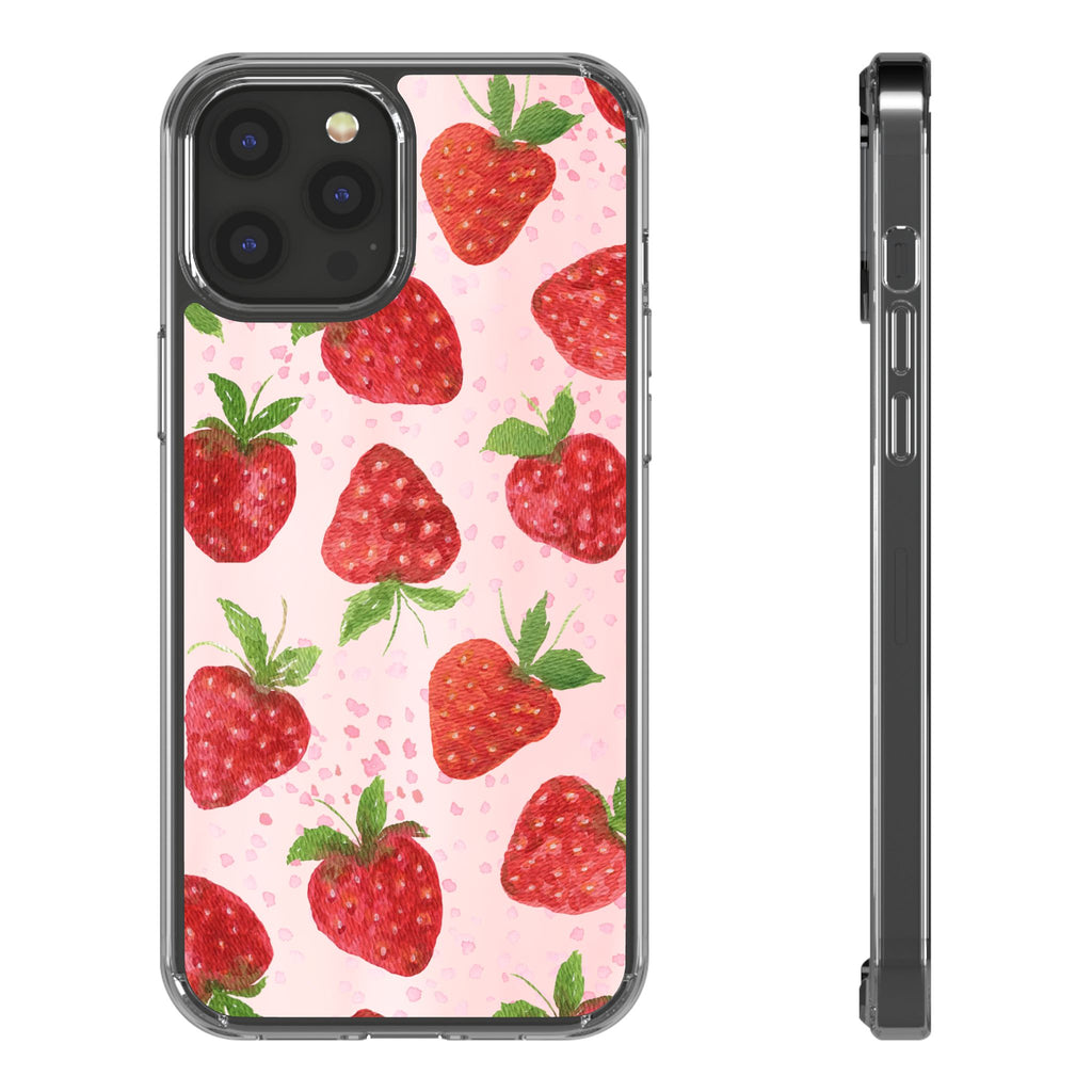 Aesthetic Pink Strawberry Phone Case – Cute Kawaii Fruit Design, Slim Protective Cover for Women & Girls | iPhone and Samsung