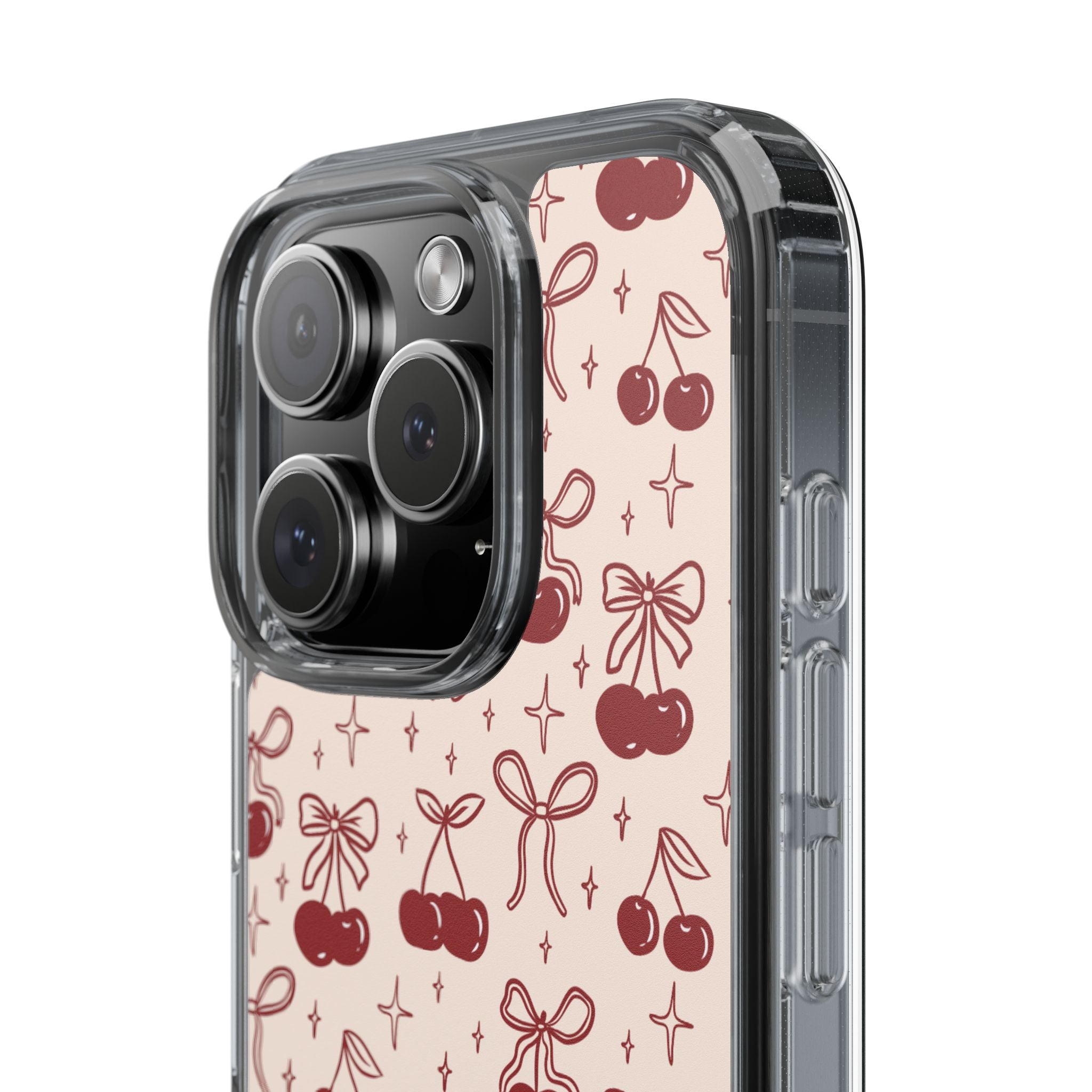 Red Cherry Pattern Aesthetic Phone Case – Slim Lightweight Protective Cover, Cute Colorful Design for Women & Girls