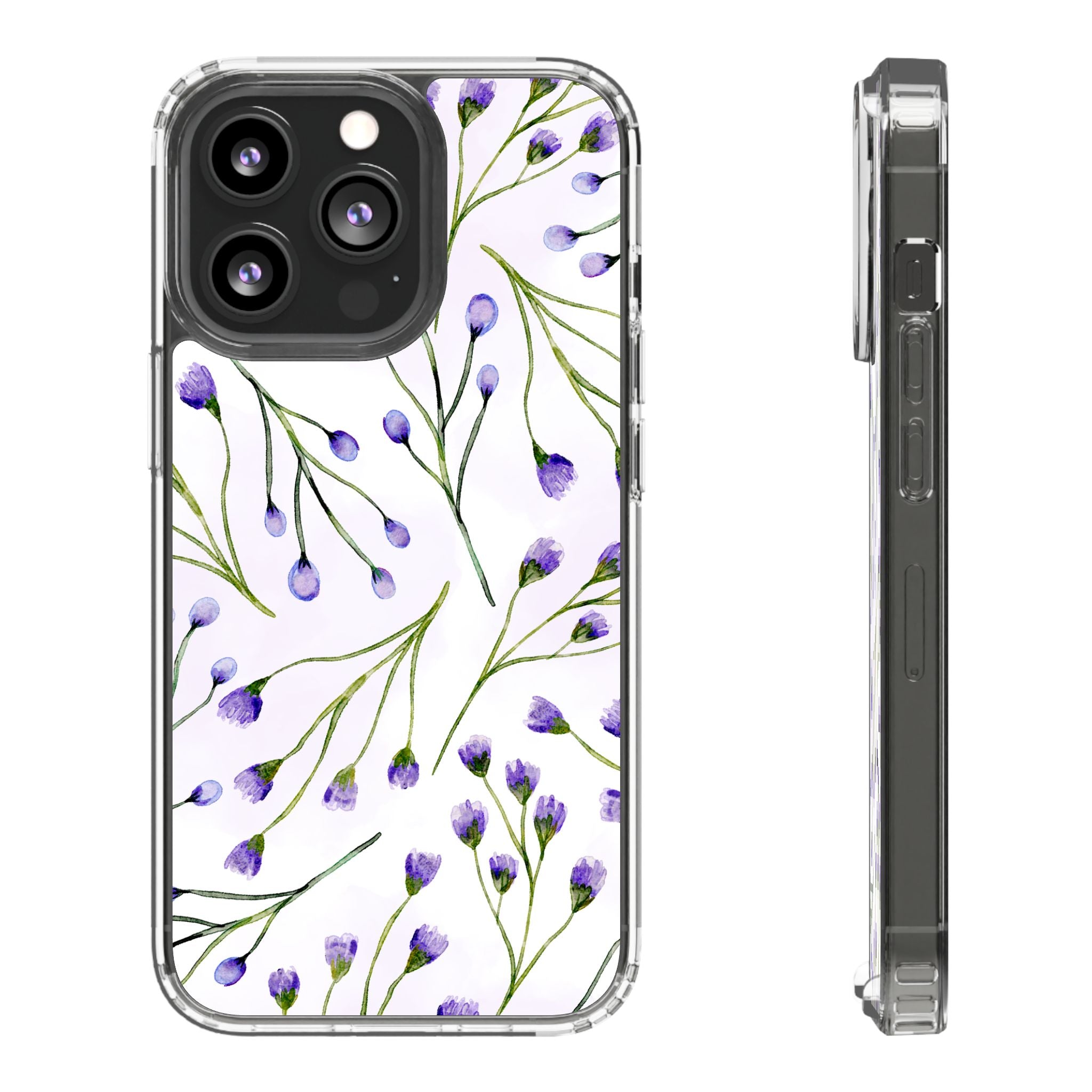 Purple Flower Pattern Phone Case – Aesthetic Floral Protective Cover, Slim Lightweight Design for Women & Girls | iPhone and Samsung